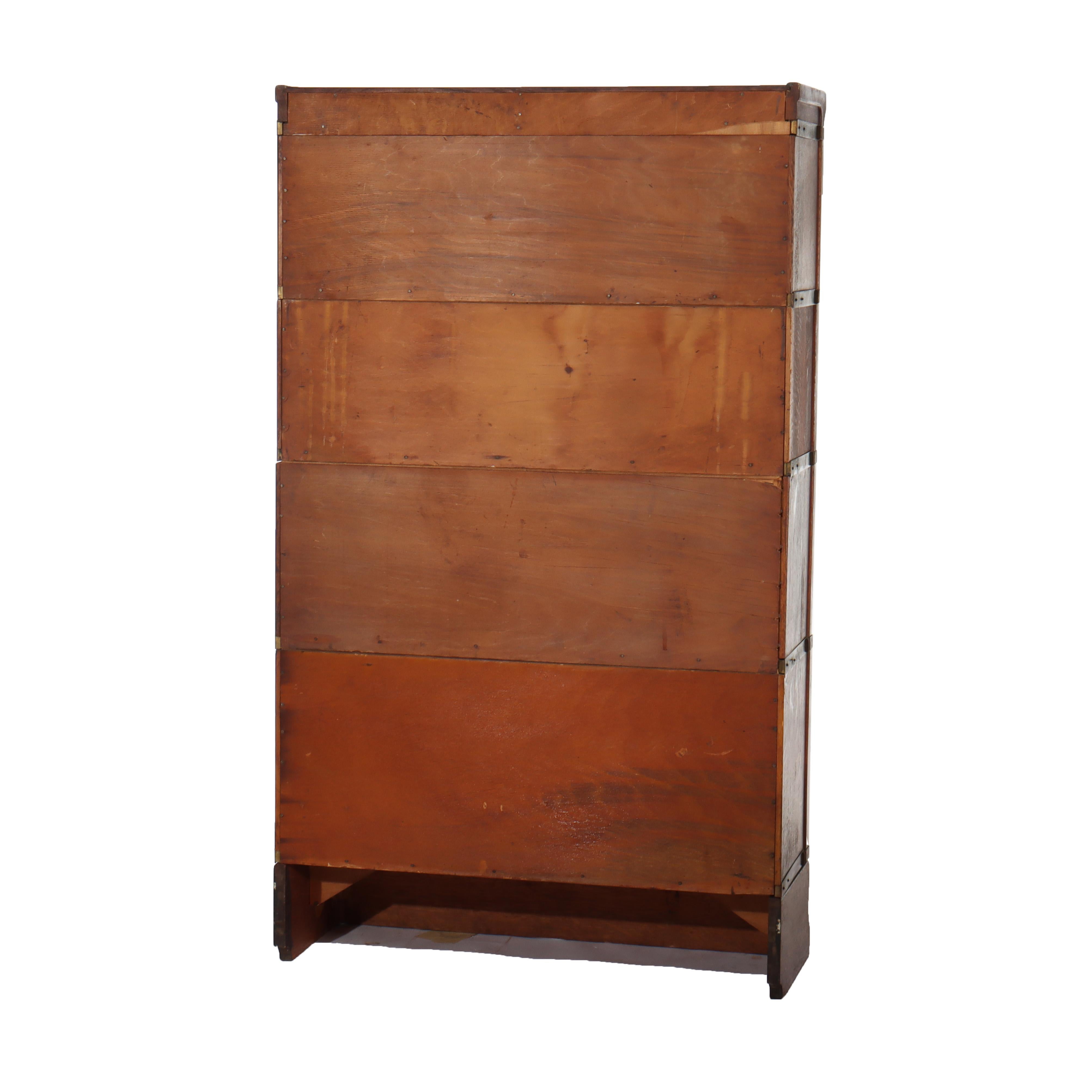 20th Century Antique Globe Wernicke Arts & Crafts Oak 4-Stack Barrister Bookcase c1920 For Sale
