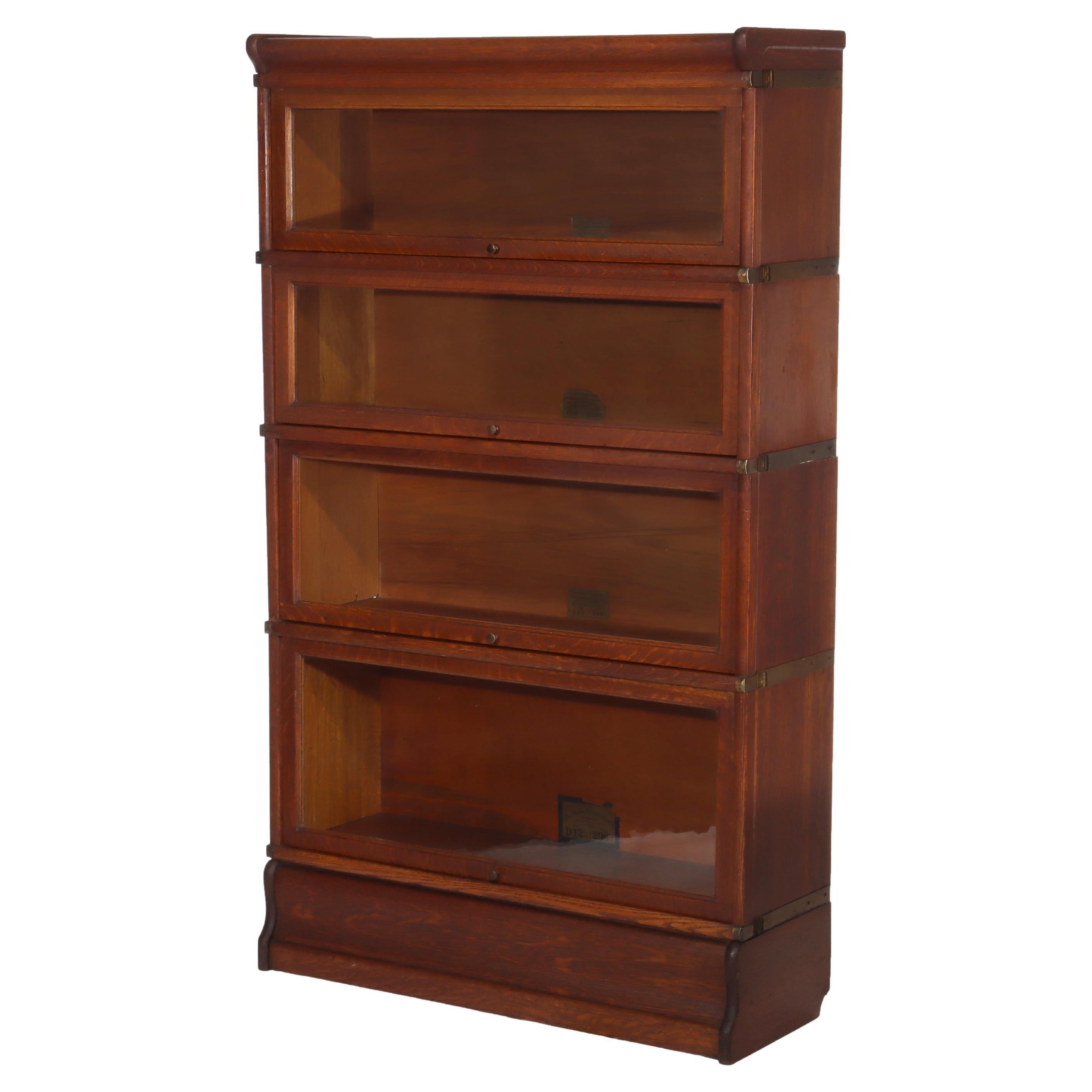 Antique Globe Wernicke Arts 
Crafts Oak 4-Stack Barrister Bookcase c1920