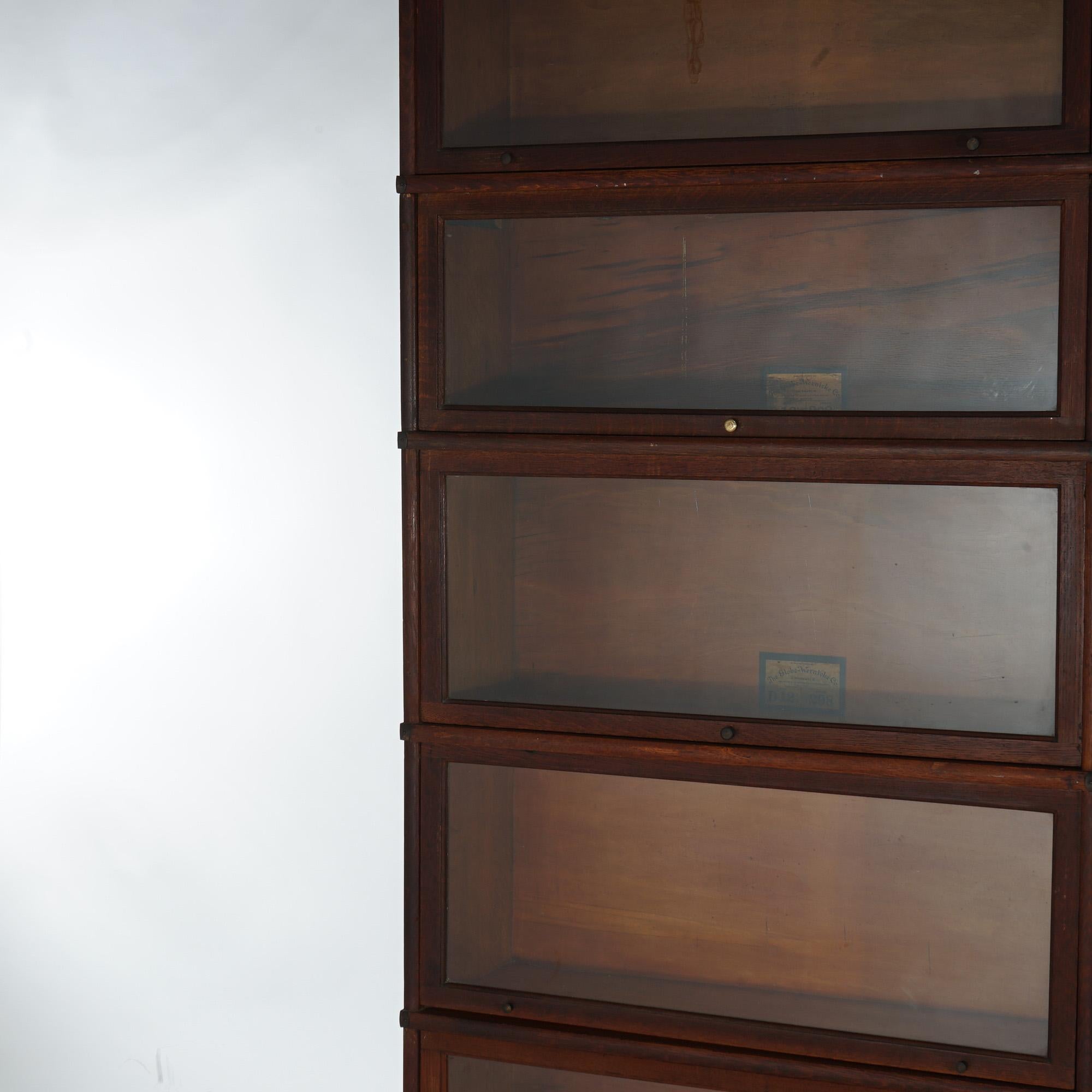 Antique Globe Wernicke Arts & Crafts Oak Five-Stack Barrister Bookcase C1920 6