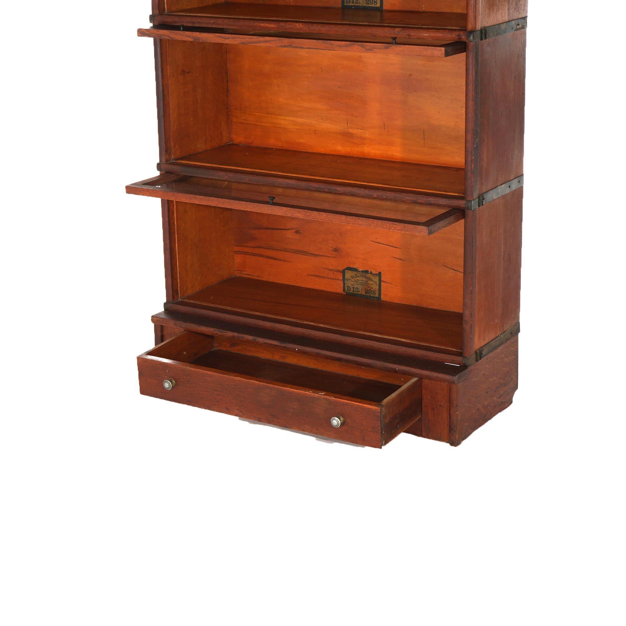 Antique Globe Wernicke Arts & Crafts Oak Five-Stack Barrister Bookcase C1920 7