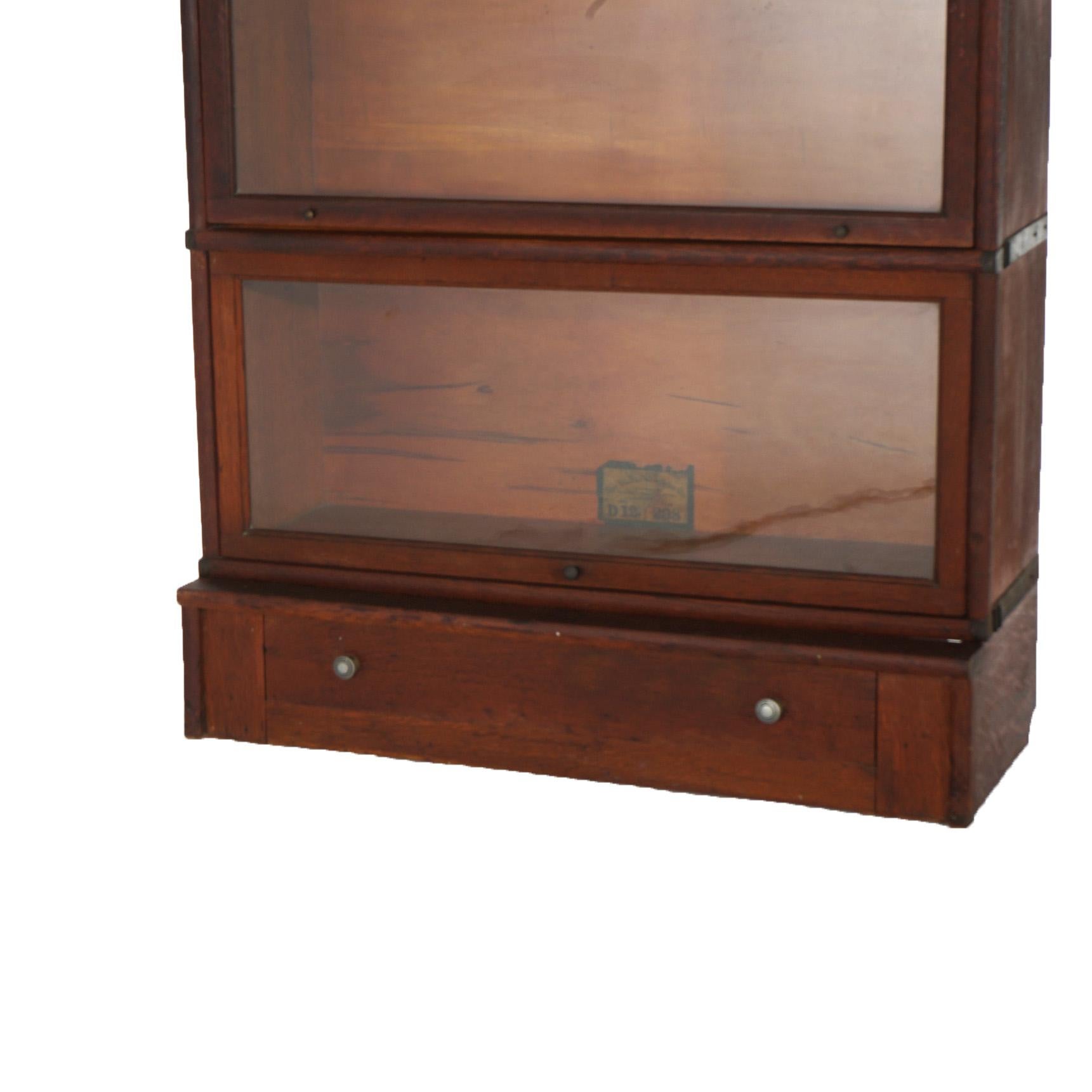 Antique Globe Wernicke Arts & Crafts Oak Five-Stack Barrister Bookcase C1920 9