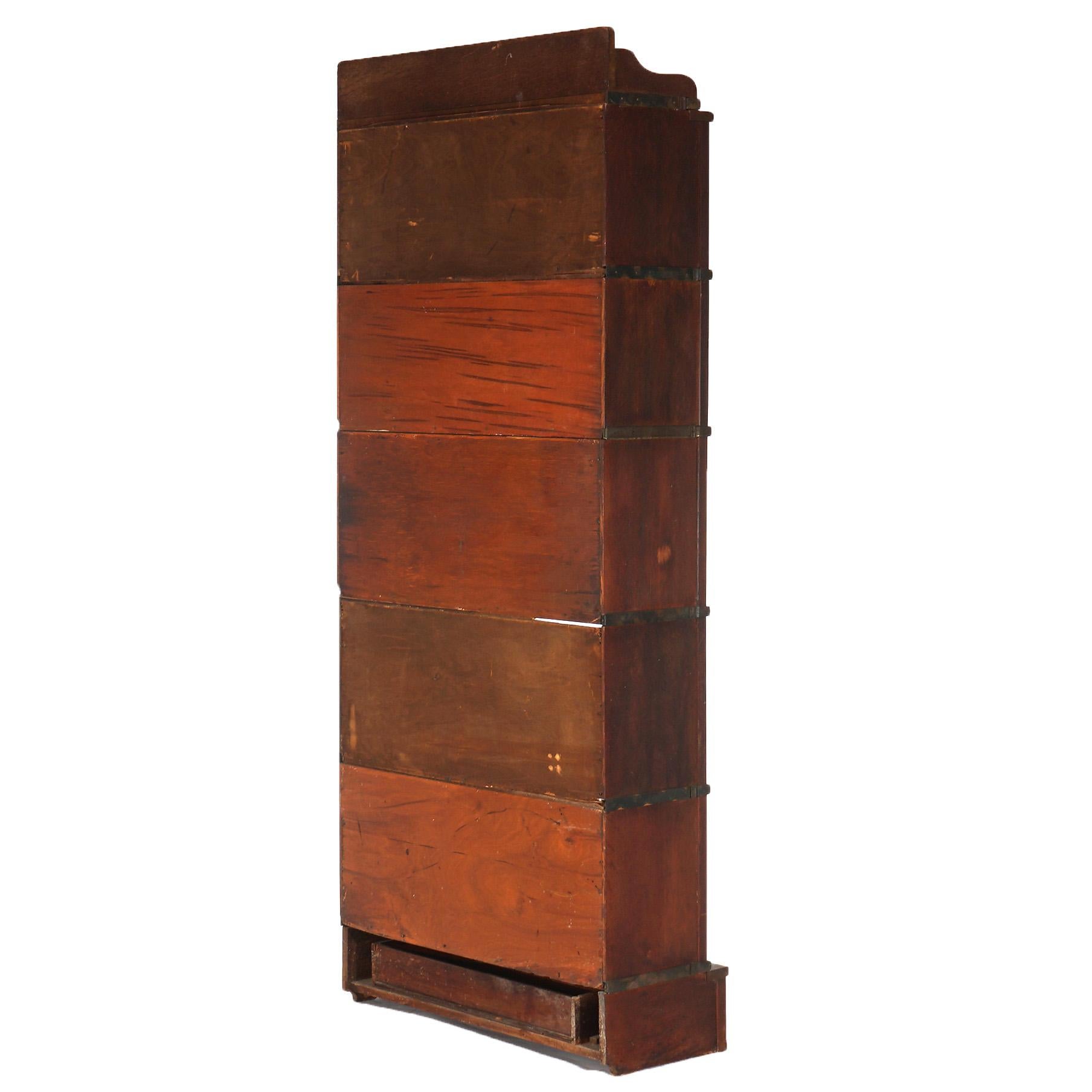 20th Century Antique Globe Wernicke Arts & Crafts Oak Five-Stack Barrister Bookcase C1920