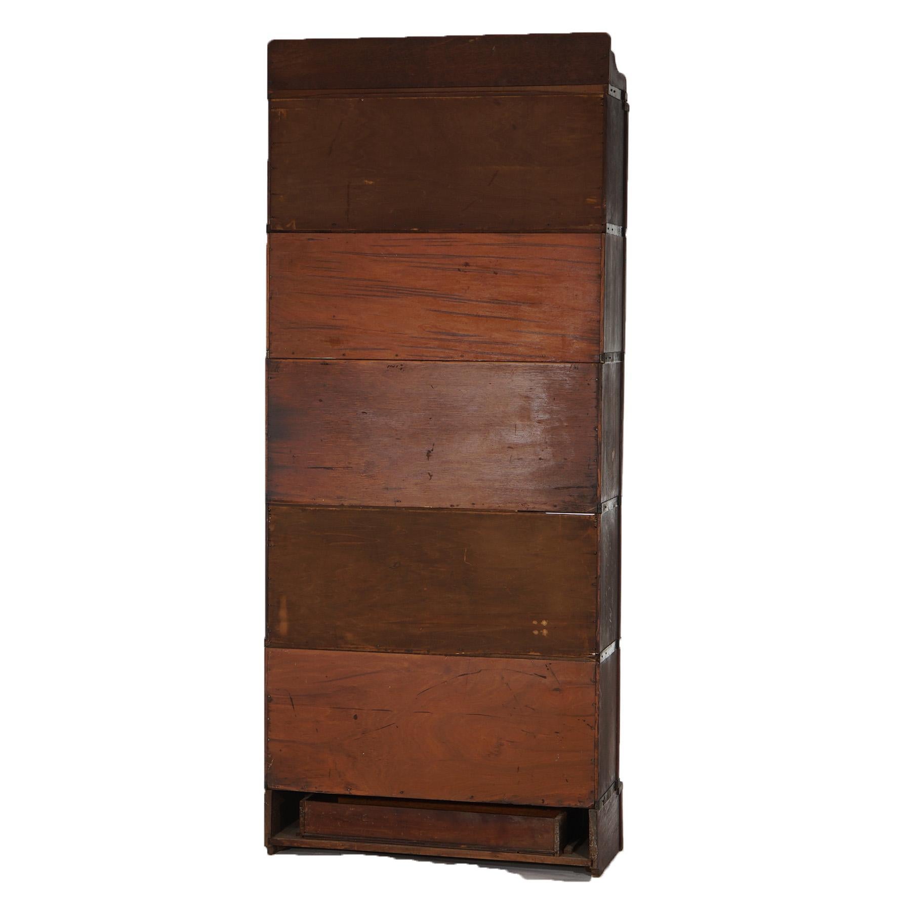 Antique Globe Wernicke Arts & Crafts Oak Five-Stack Barrister Bookcase C1920 1