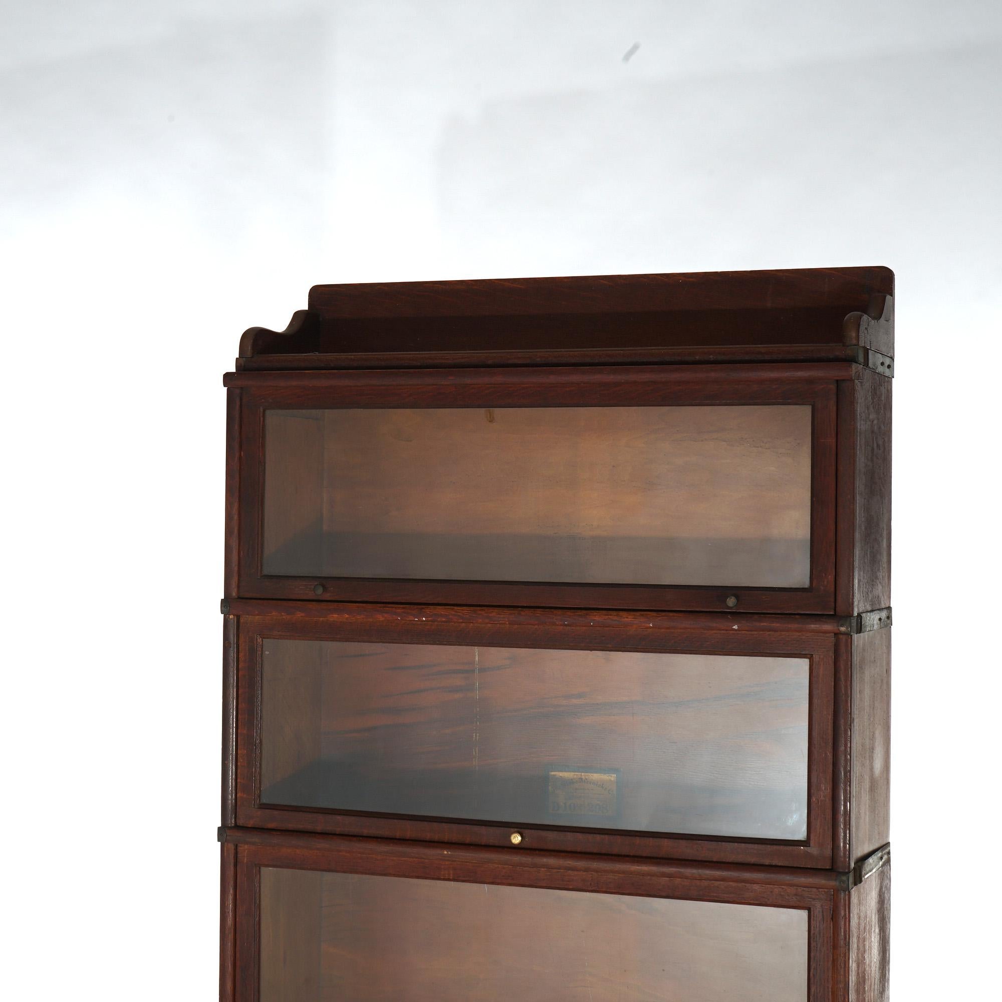 Antique Globe Wernicke Arts & Crafts Oak Five-Stack Barrister Bookcase C1920 3