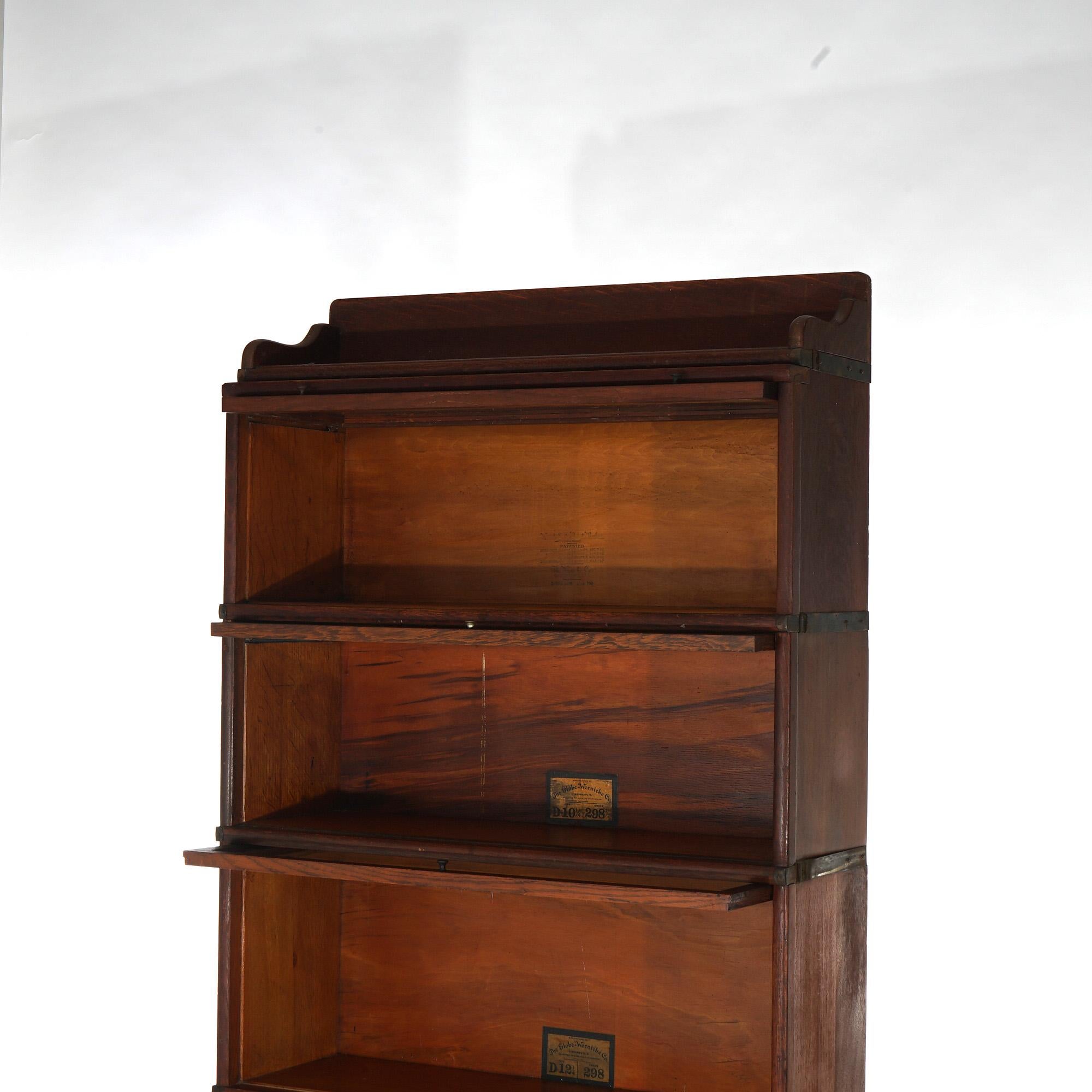 Antique Globe Wernicke Arts & Crafts Oak Five-Stack Barrister Bookcase C1920 4