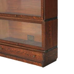 Antique Globe Wernicke Arts & Crafts Oak Four Stack Barrister Bookcase c1910