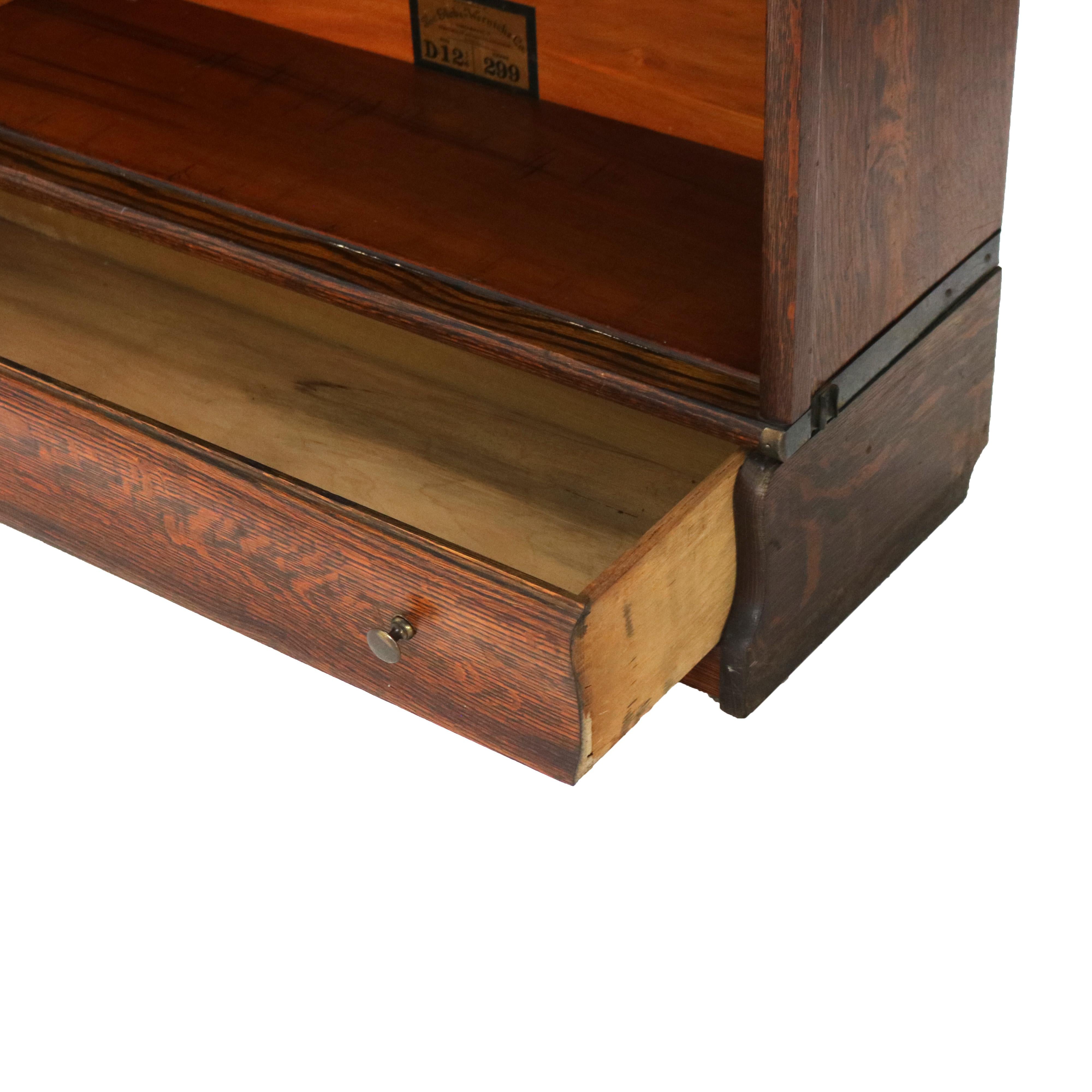 Antique Globe Wernicke Arts & Crafts Oak Four Stack Barrister Bookcase c1910 2