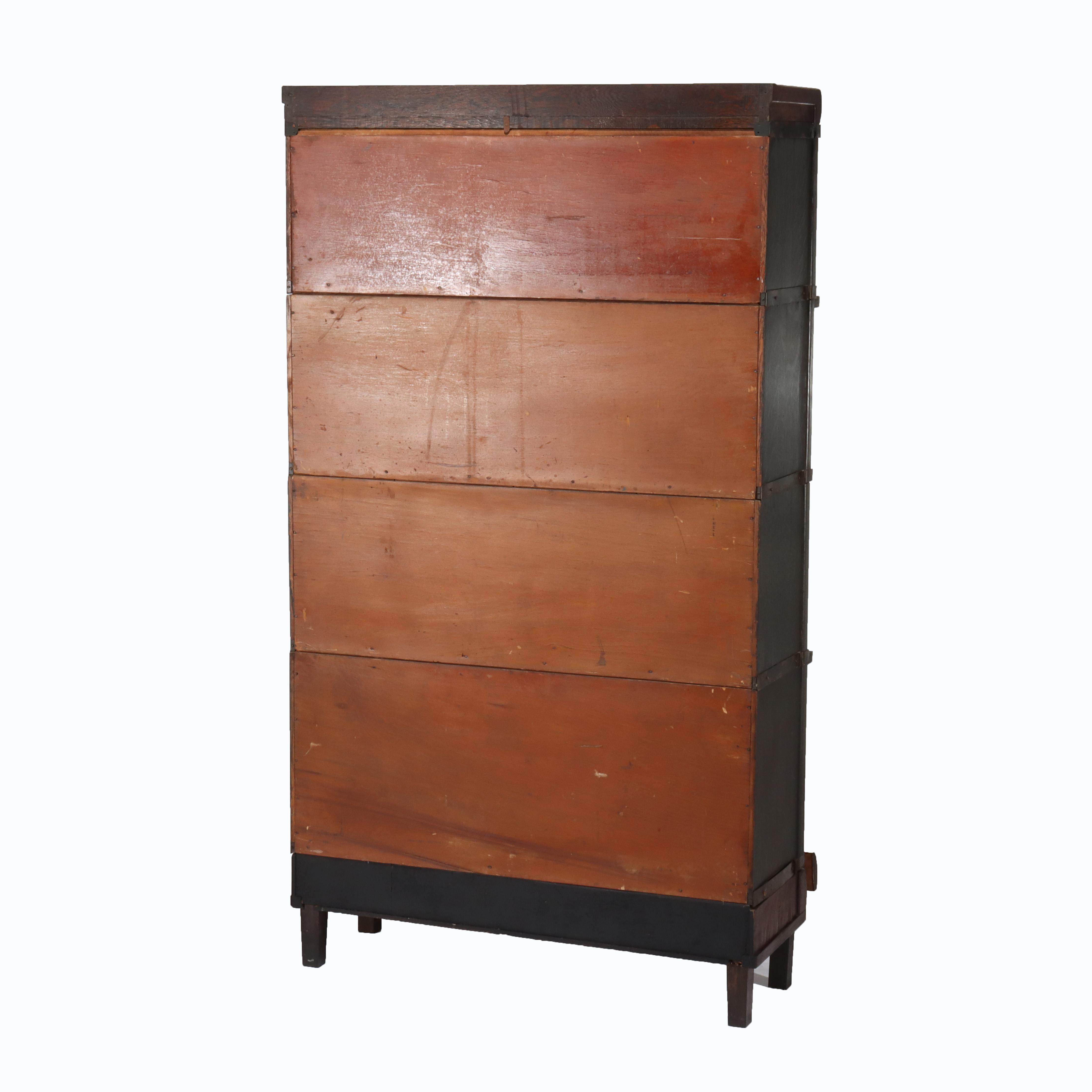 Antike Globe Wernicke Arts & Crafts Eiche vier Stack Barrister Bücherregal C1920 im Angebot 3