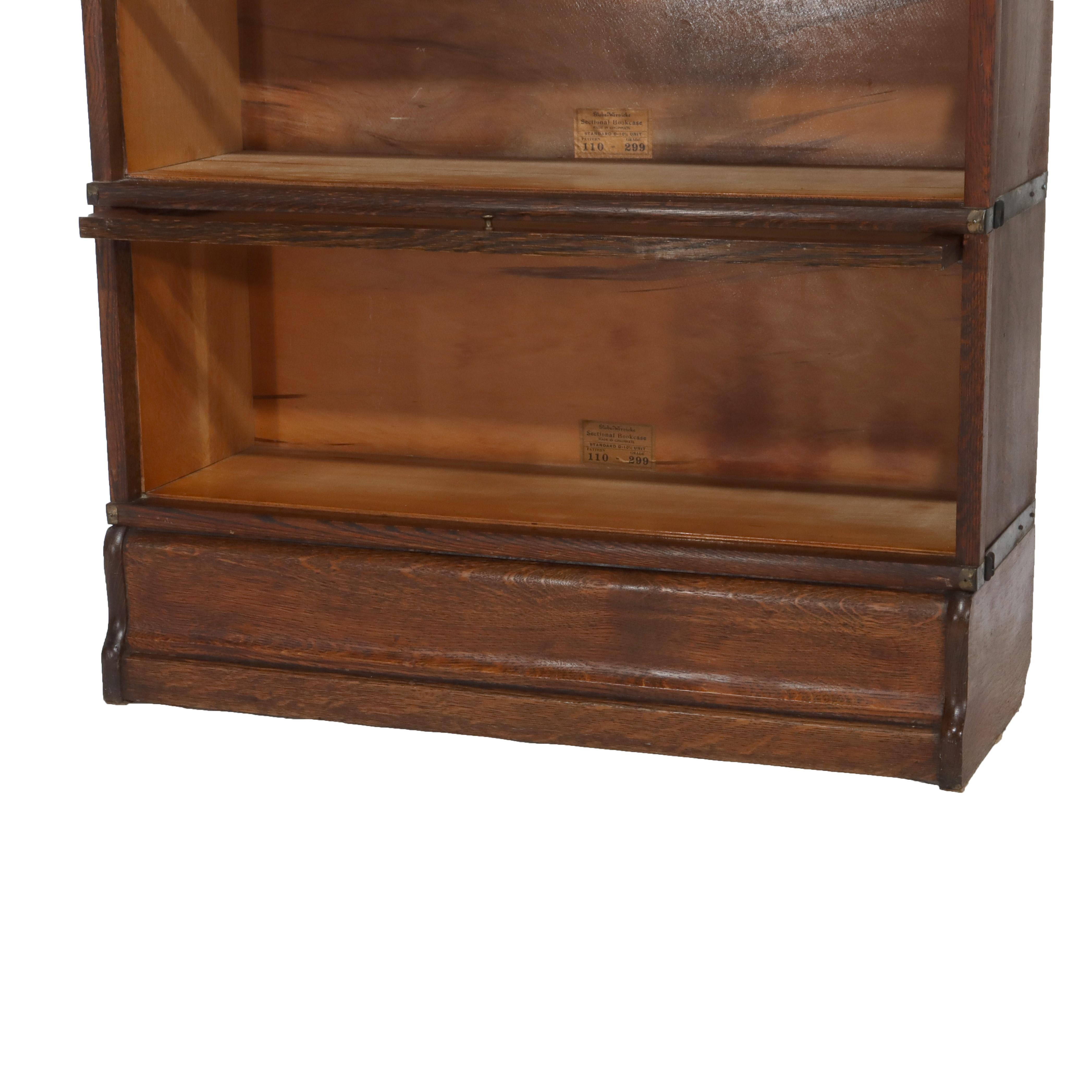 Antique Globe Wernicke Arts & Crafts Oak Six Stack Barrister Bookcase C1920 en venta 5