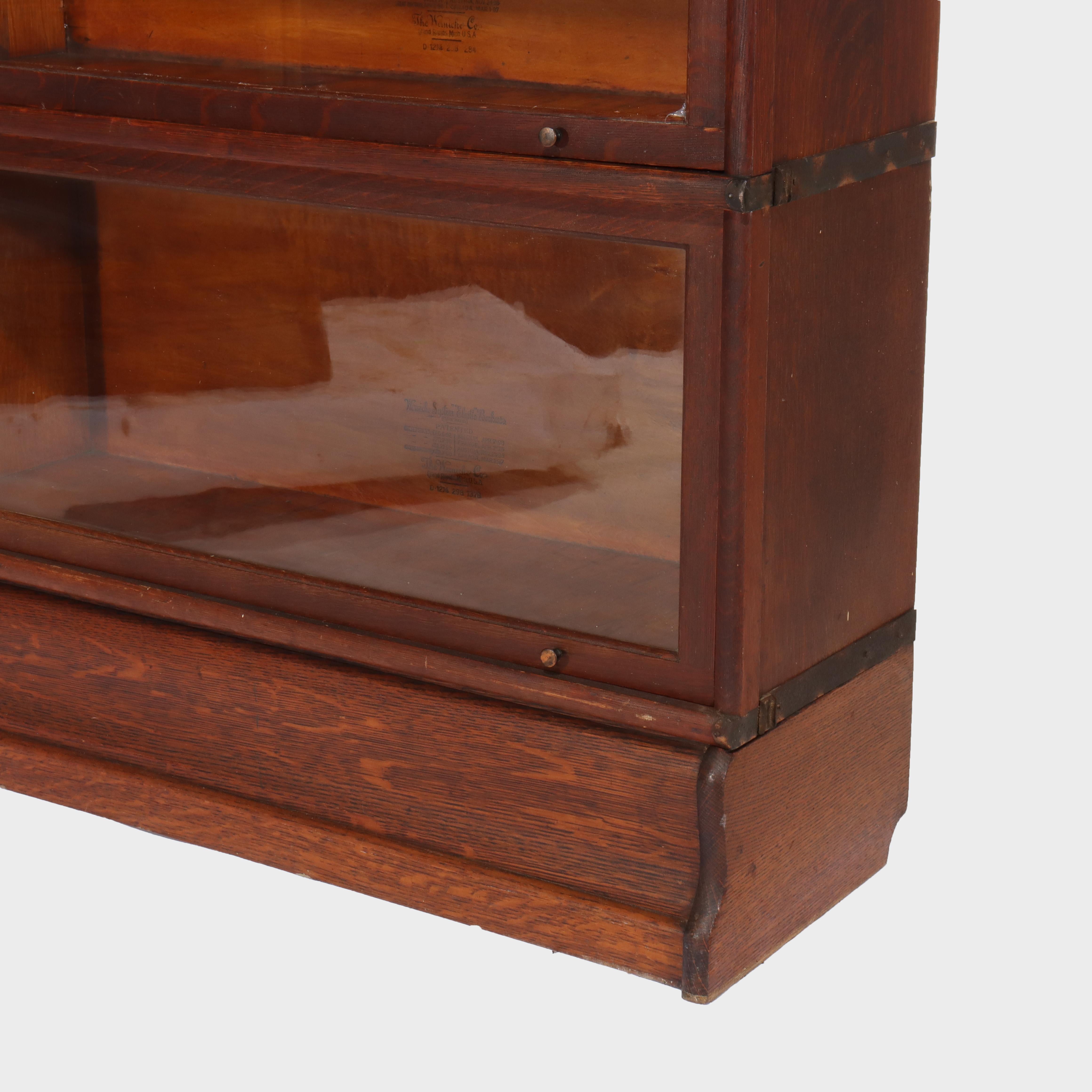 Antique Globe Wernicke Arts & Crafts Oak Six Stack Barrister Bookcase C1920 In condizioni buone in vendita a Big Flats, NY
