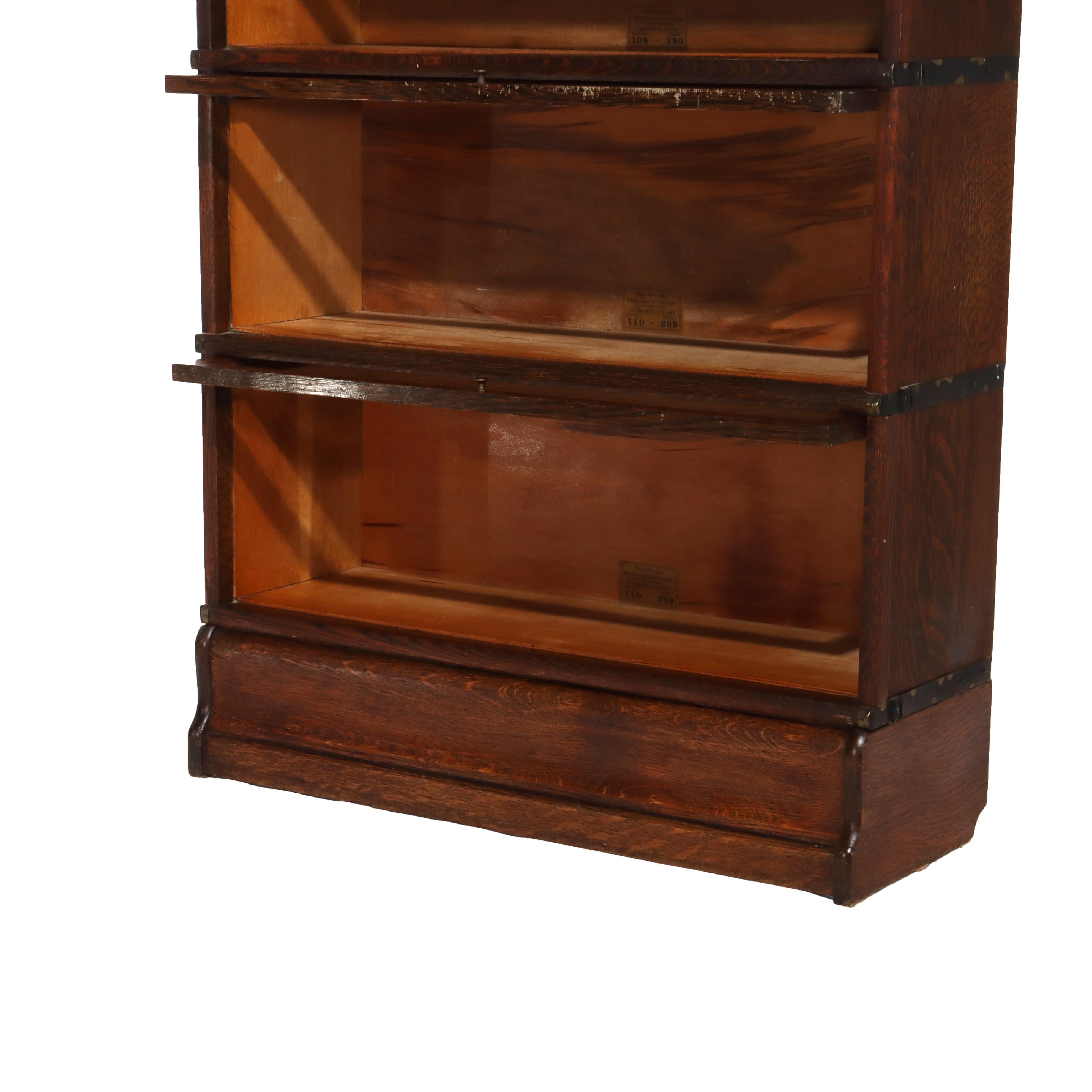 Antique Globe Wernicke Arts & Crafts Oak Six Stack Barrister Bookcase C1920 en Bueno estado para la venta en Big Flats, NY