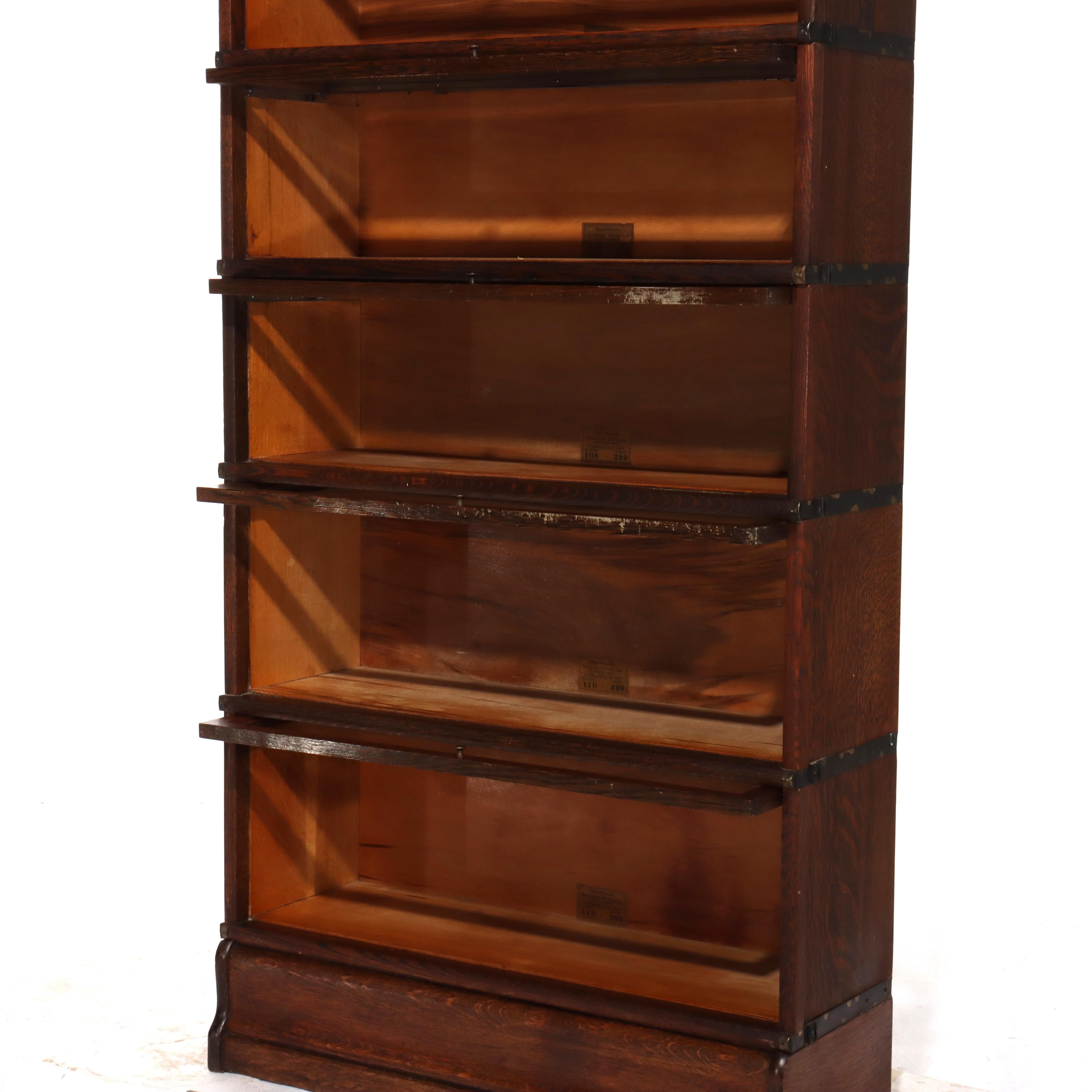 Antique Globe Wernicke Arts & Crafts Oak Six Stack Barrister Bookcase C1920 siglo XX en venta