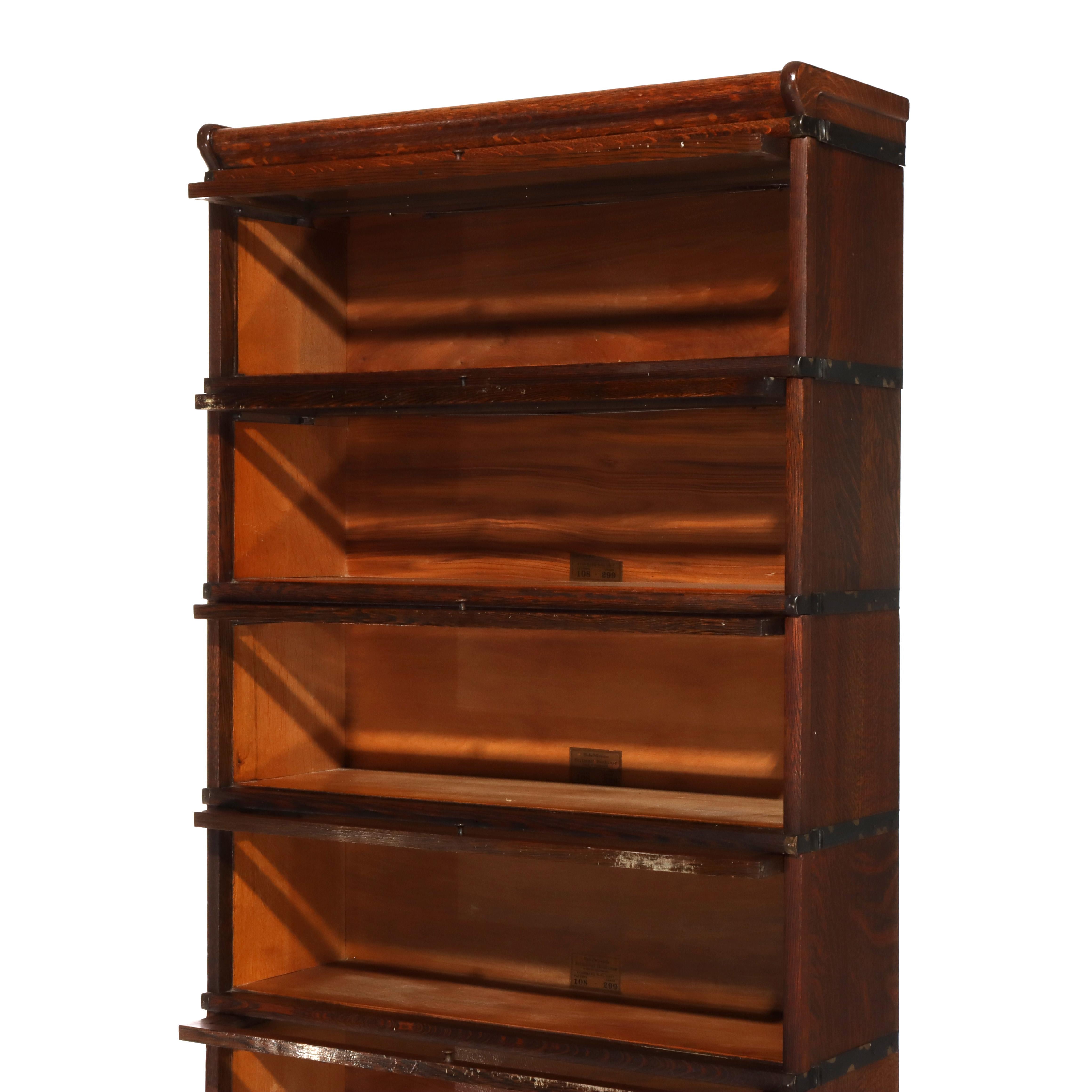 Antique Globe Wernicke Arts & Crafts Oak Six Stack Barrister Bookcase C1920 Roble en venta