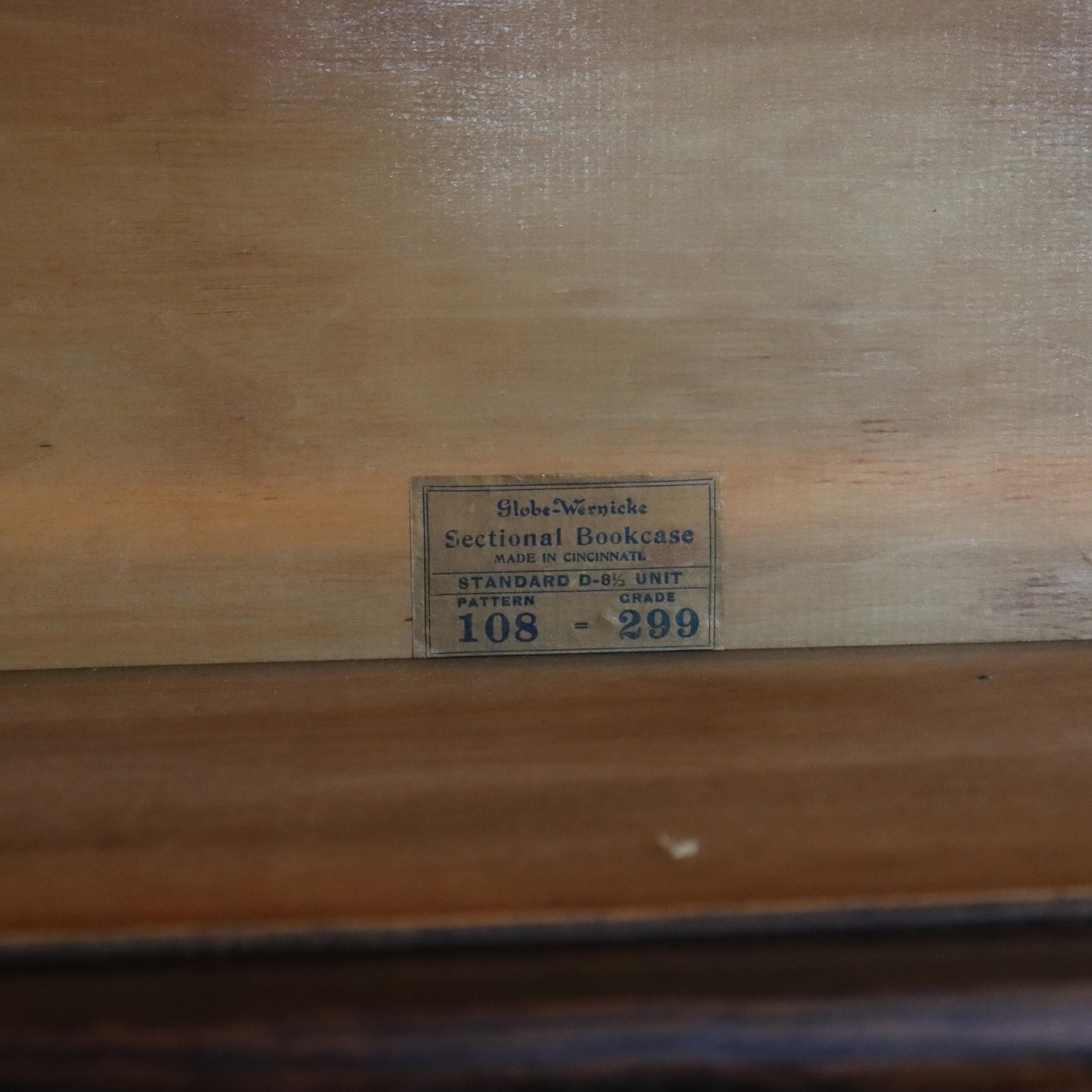 Antique Globe Wernicke Arts & Crafts Oak Six Stack Barrister Bookcase C1920 en venta 1