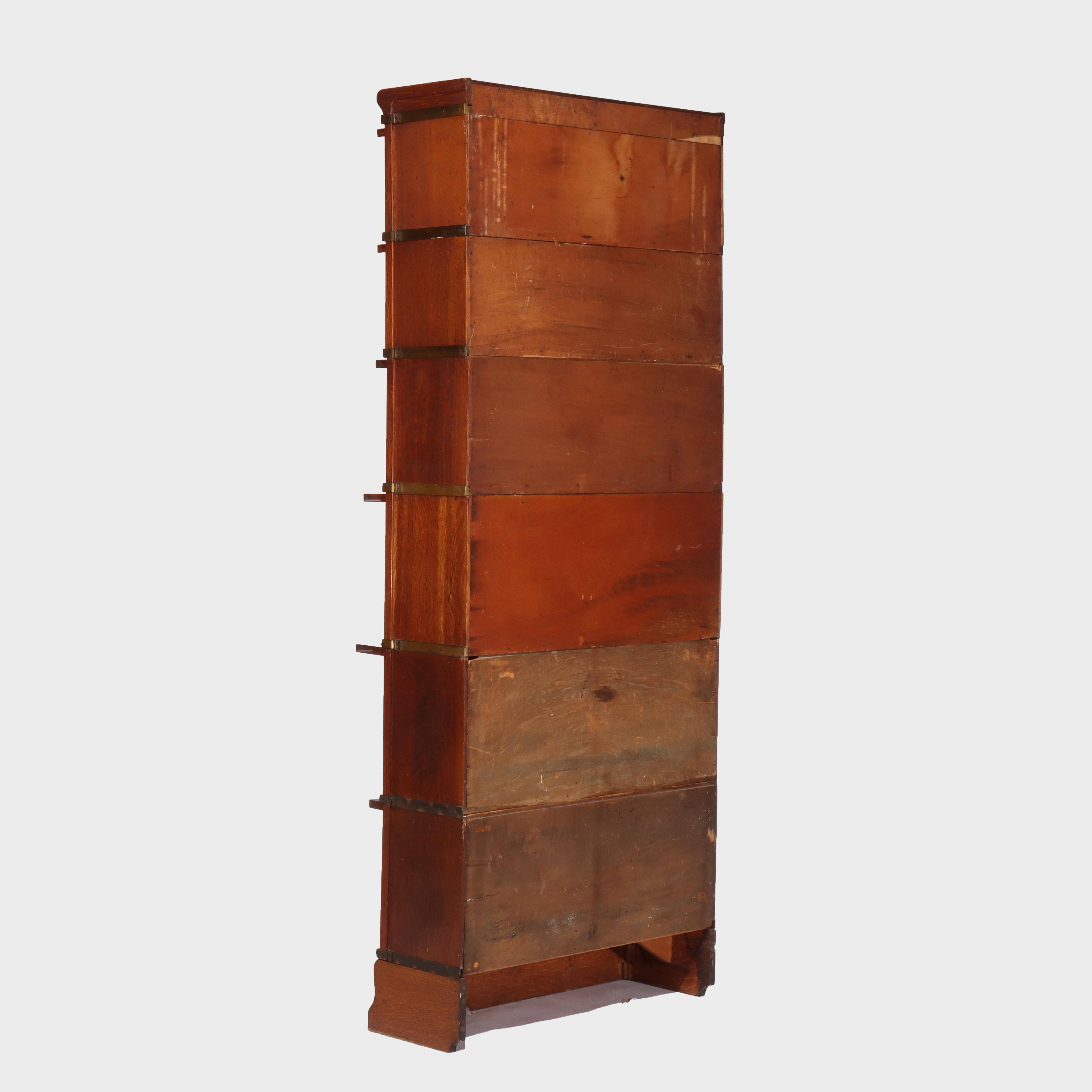 Antique Globe Wernicke Arts & Crafts Oak Six Stack Barrister Bookcase C1920 in vendita 2
