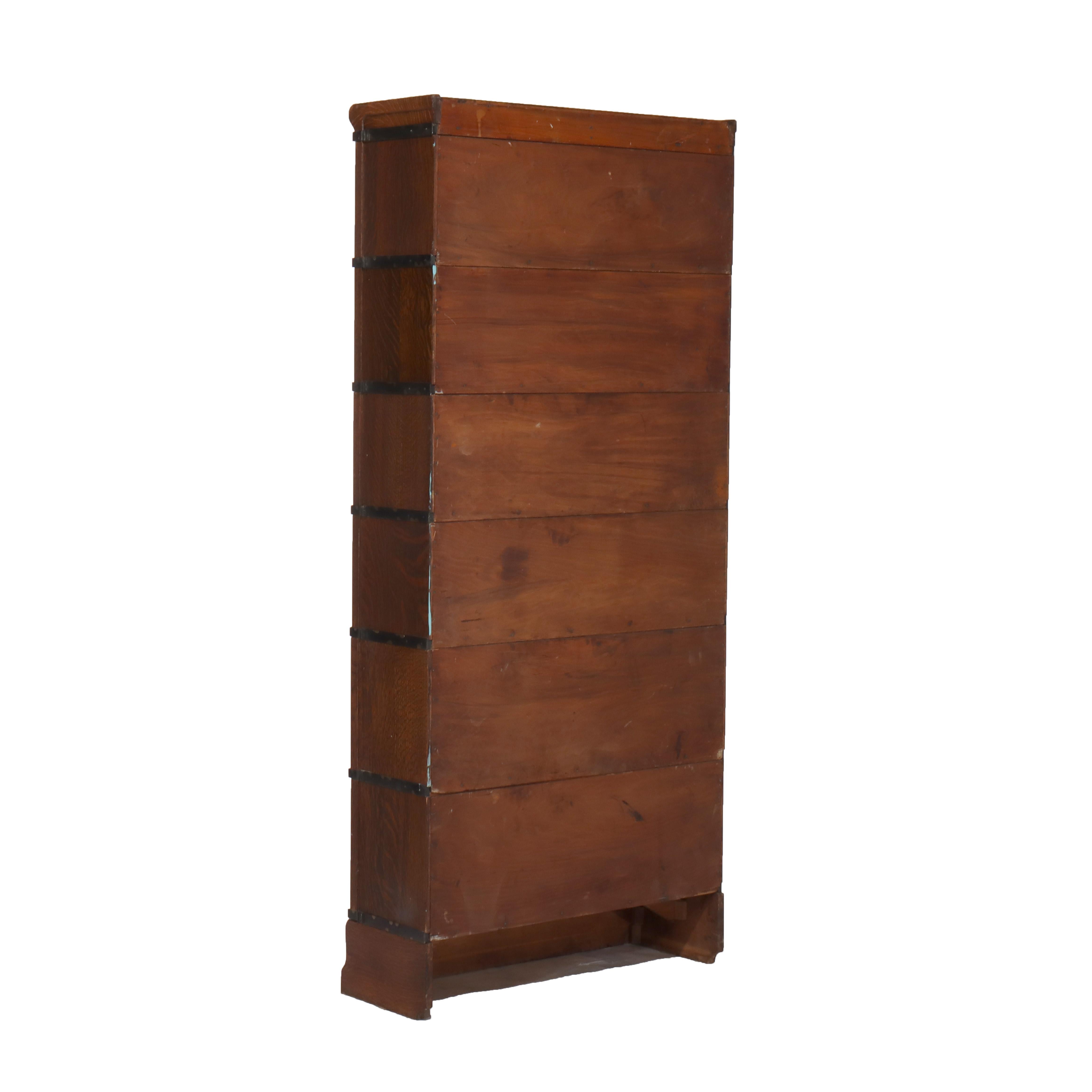 Antique Globe Wernicke Arts & Crafts Oak Six Stack Barrister Bookcase C1920 en venta 2