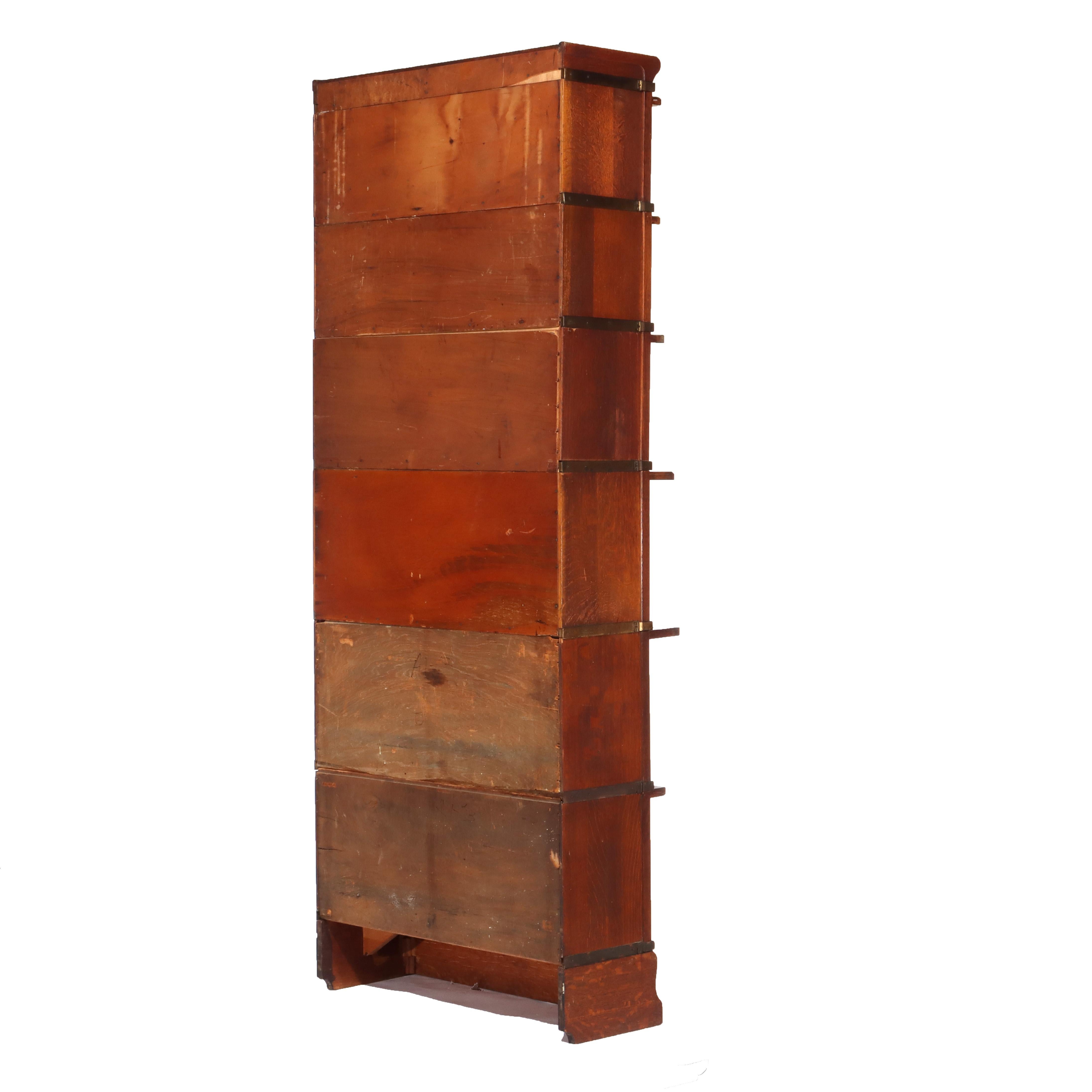 Antique Globe Wernicke Arts & Crafts Oak Six Stack Barrister Bookcase C1920 in vendita 3