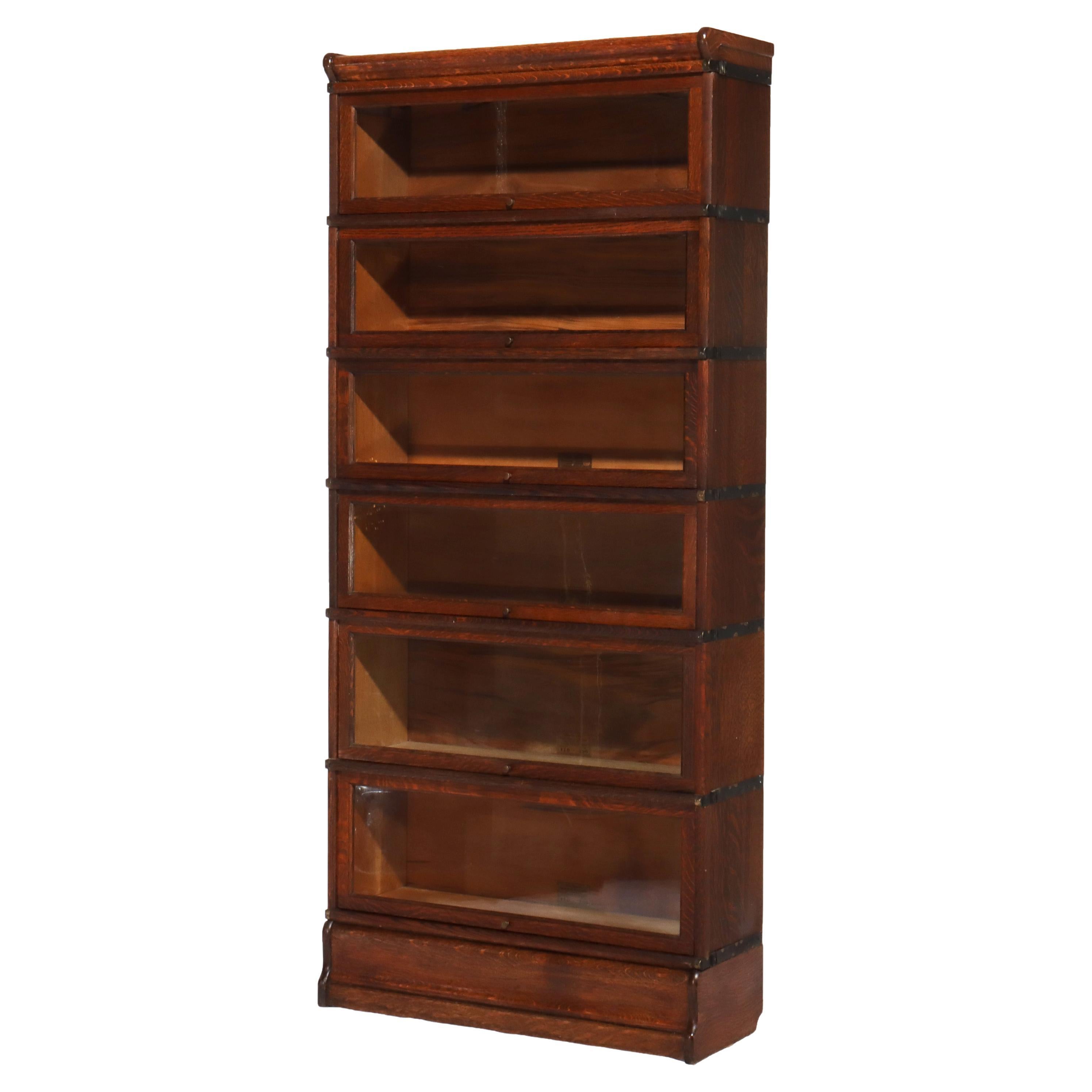 Antique Globe Wernicke Arts 
Crafts Oak Six Stack Barrister Bookcase C1920