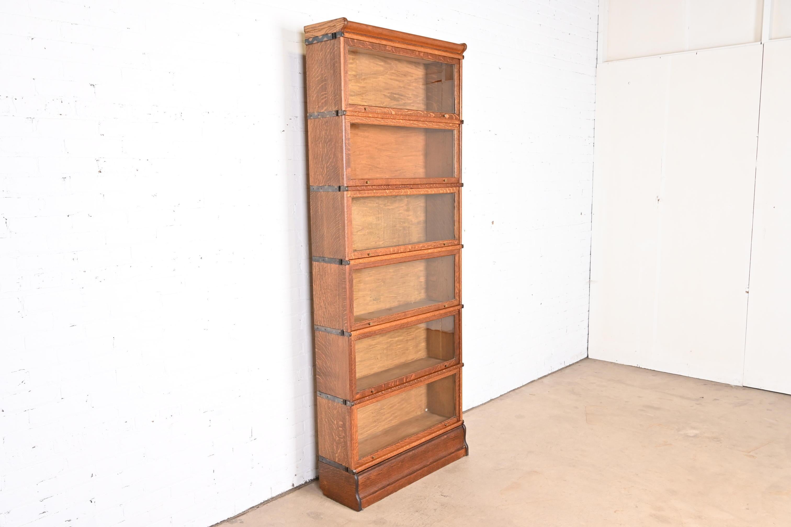 Antique Globe Wernicke Arts & Crafts Oak Six-Stack Barrister Bookcase In Good Condition In South Bend, IN