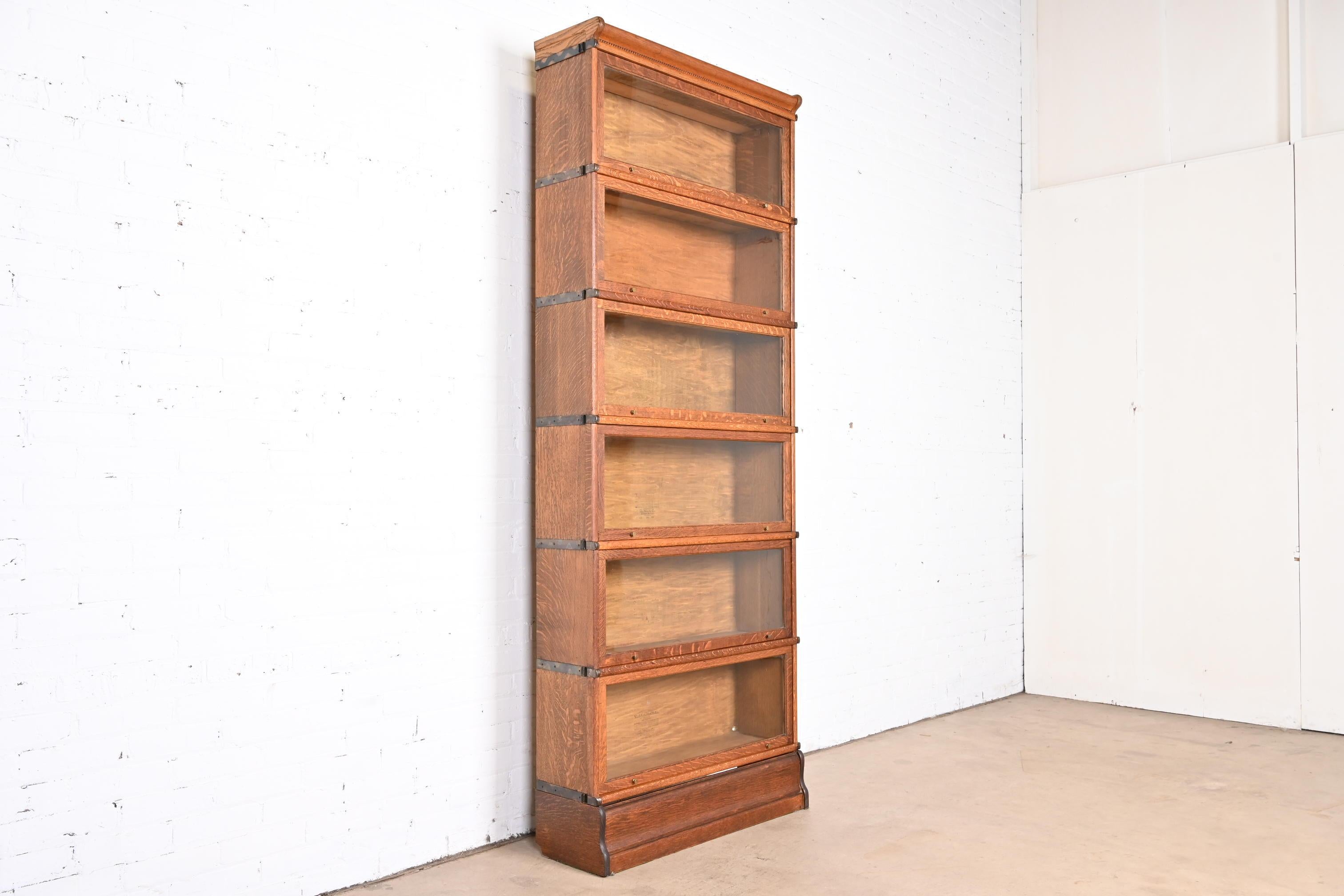 20th Century Antique Globe Wernicke Arts & Crafts Oak Six-Stack Barrister Bookcase