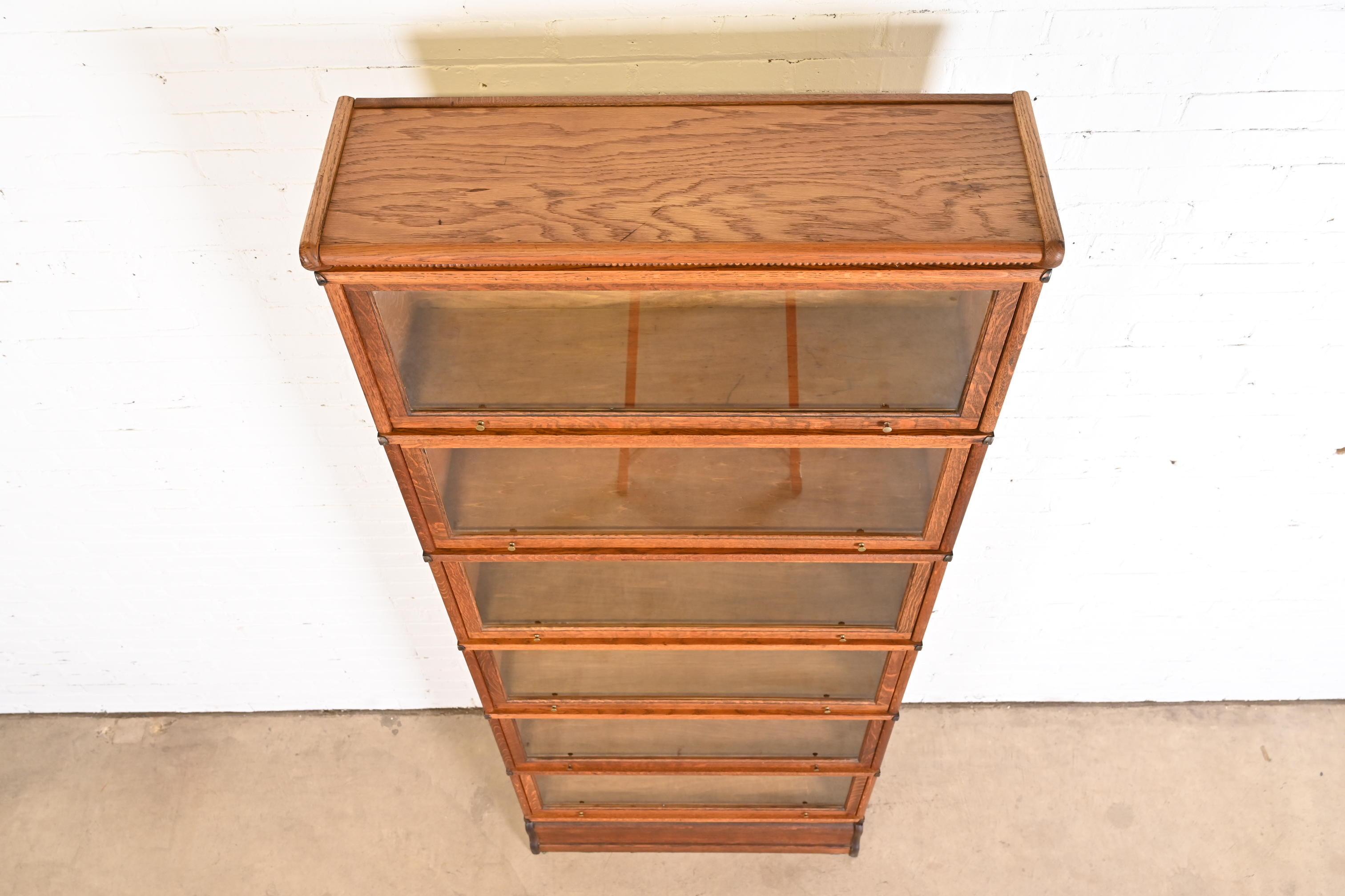 Antique Globe Wernicke Arts & Crafts Oak Six-Stack Barrister Bookcase 2