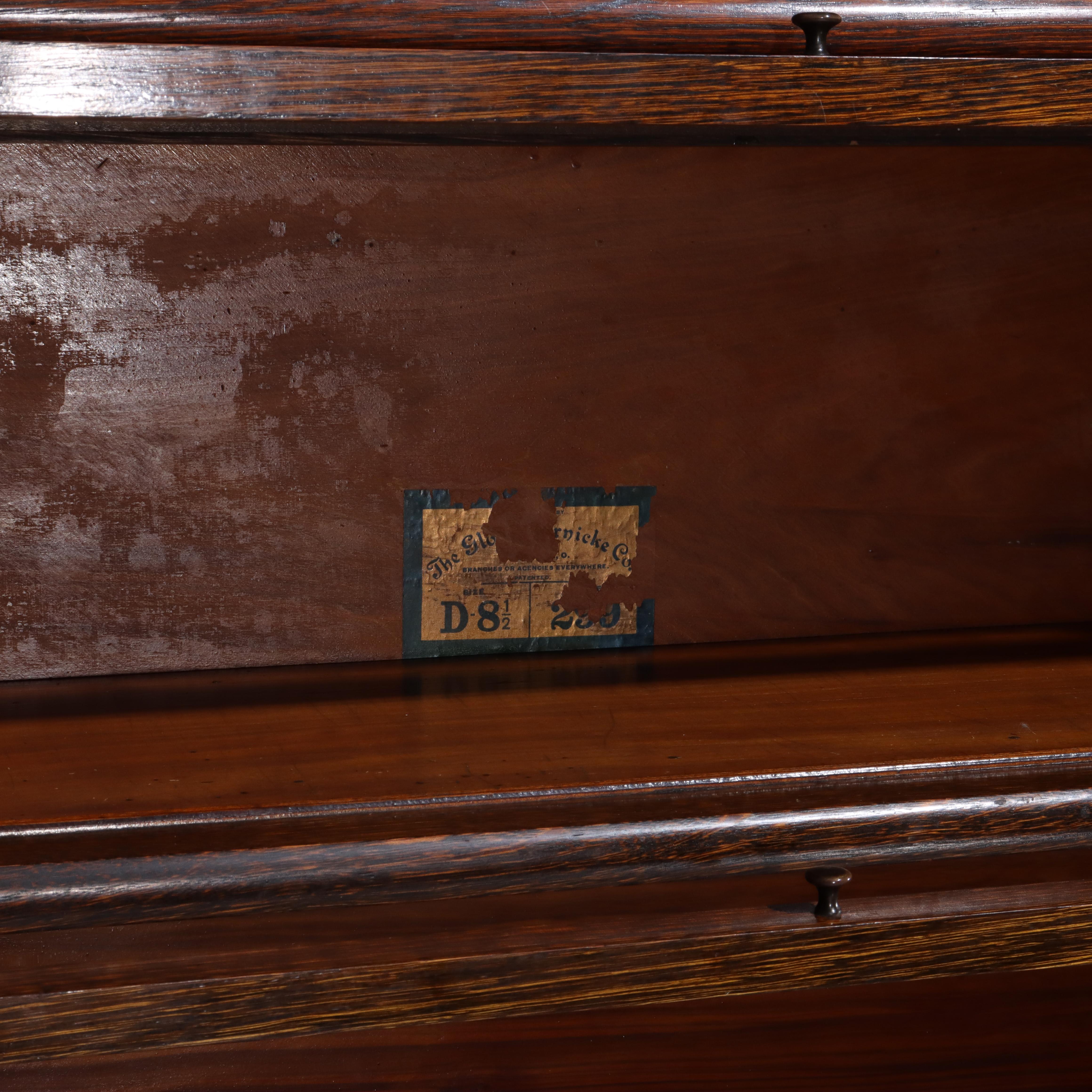 Antique Globe Wernicke Arts & Crafts Oak Three Stack Barrister Bookcase C1920 In Good Condition For Sale In Big Flats, NY