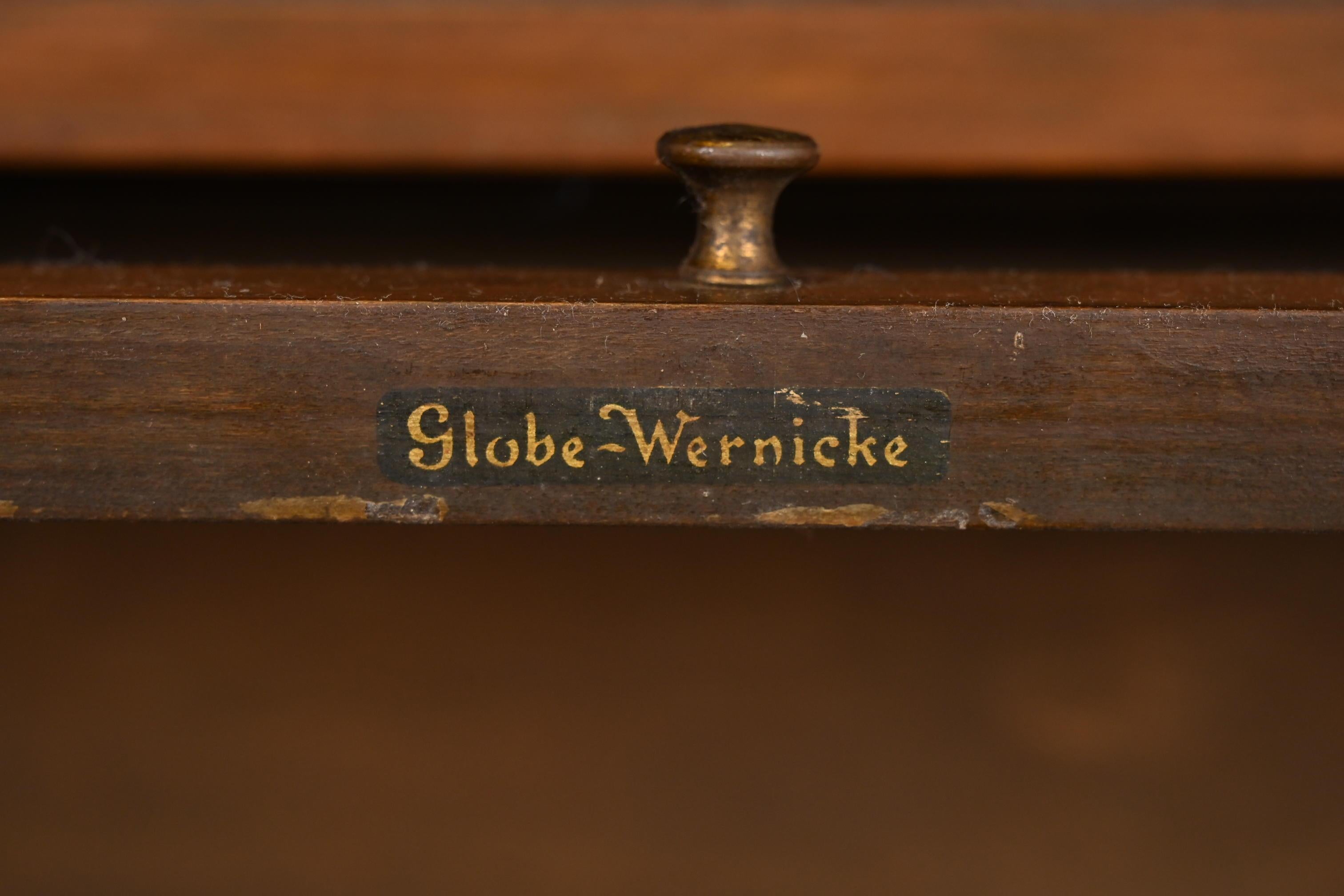 Antique Globe Wernicke Arts & Crafts Walnut Three-Stack Barrister Bookcase 3