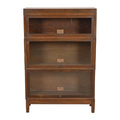 Antique Globe Wernicke Arts & Crafts Walnut Three-Stack Barrister Bookcase