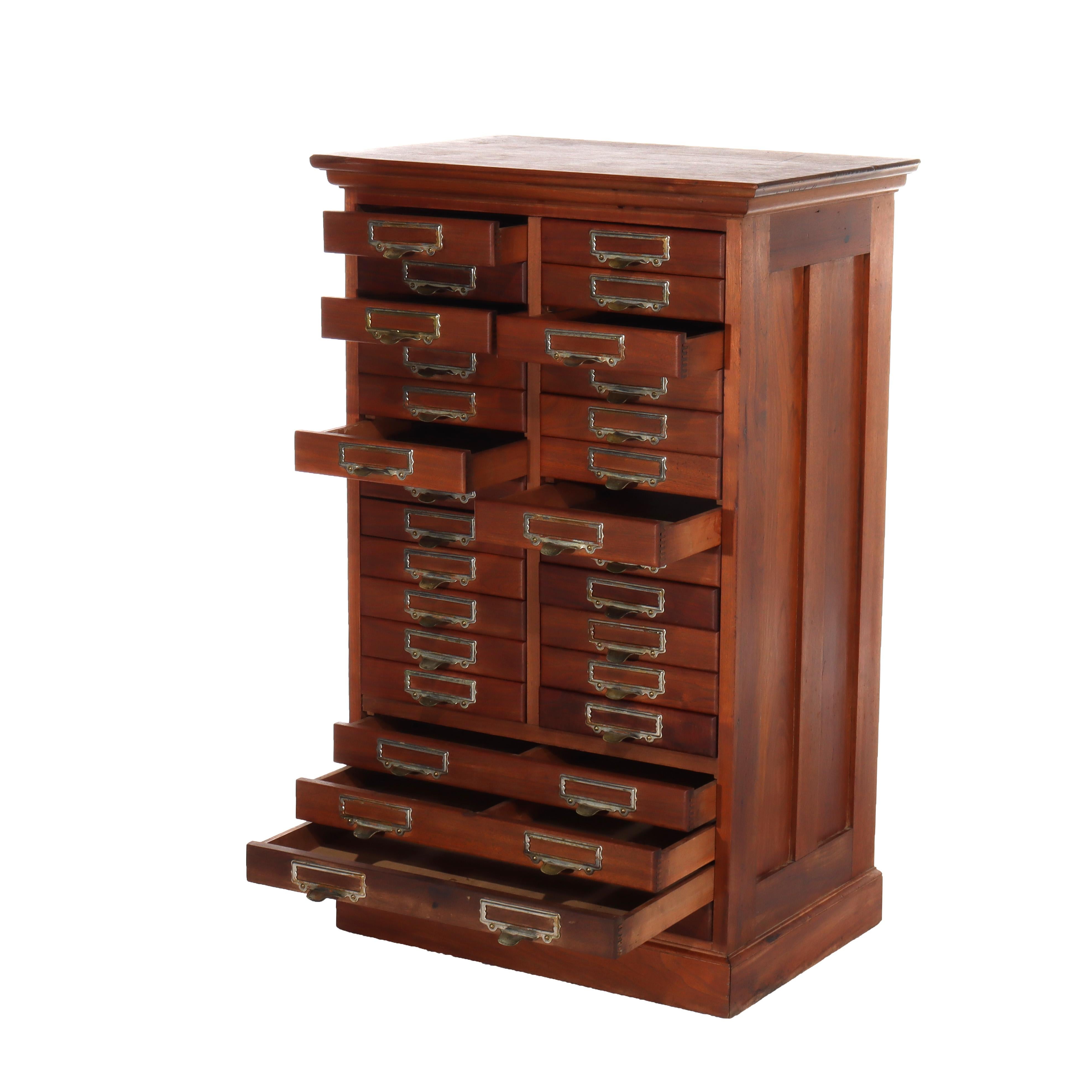 Antique Globe Wernicke attr Walnut 27 Drawer Office File Cabinet c1910 In condizioni buone in vendita a Big Flats, NY