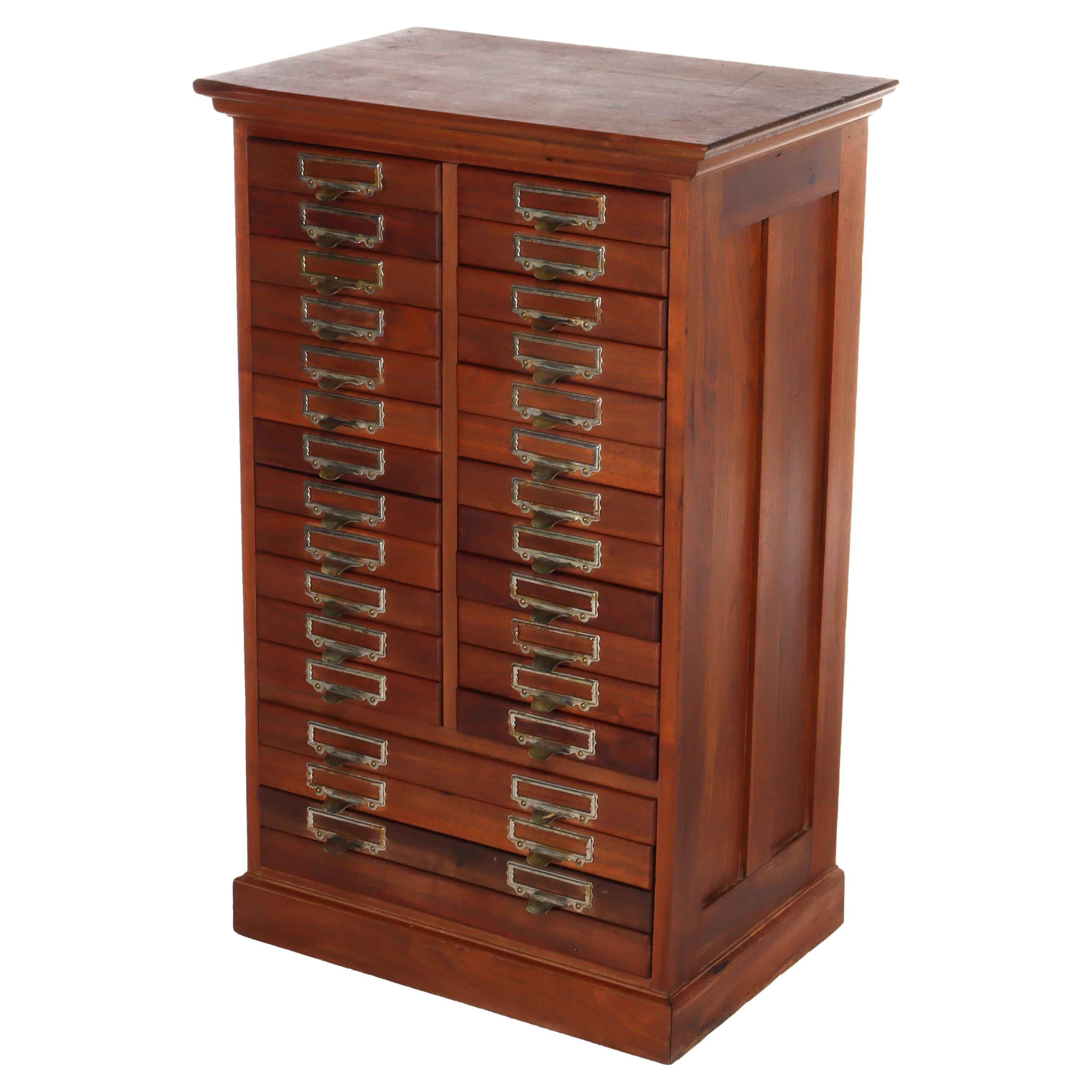 Antique Globe Wernicke attr Walnut 27 Drawer Office File Cabinet c1910