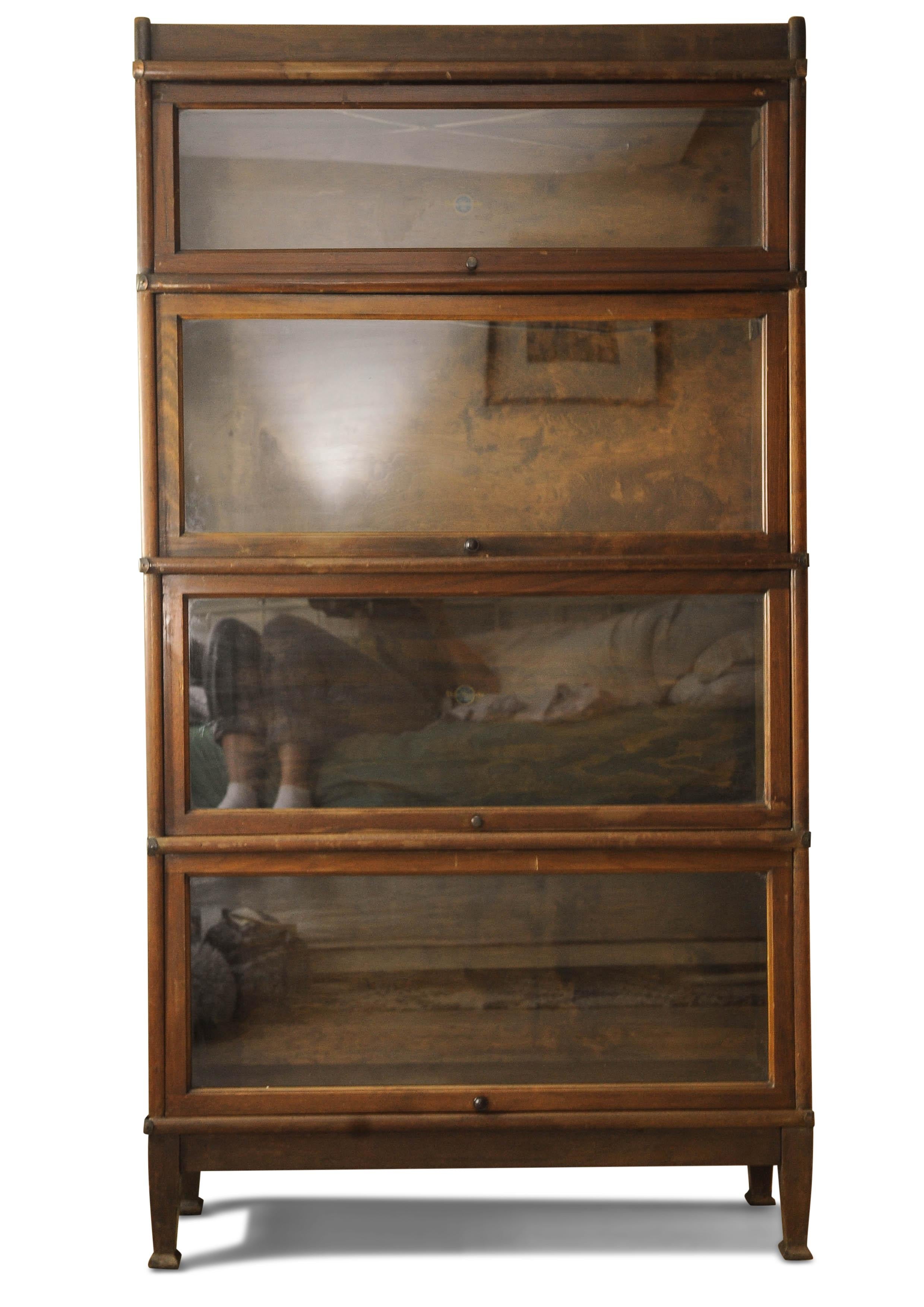 Antique Globe Wernicke Four Section Glazed Stacking Barrister's Bookcase For Sale 2