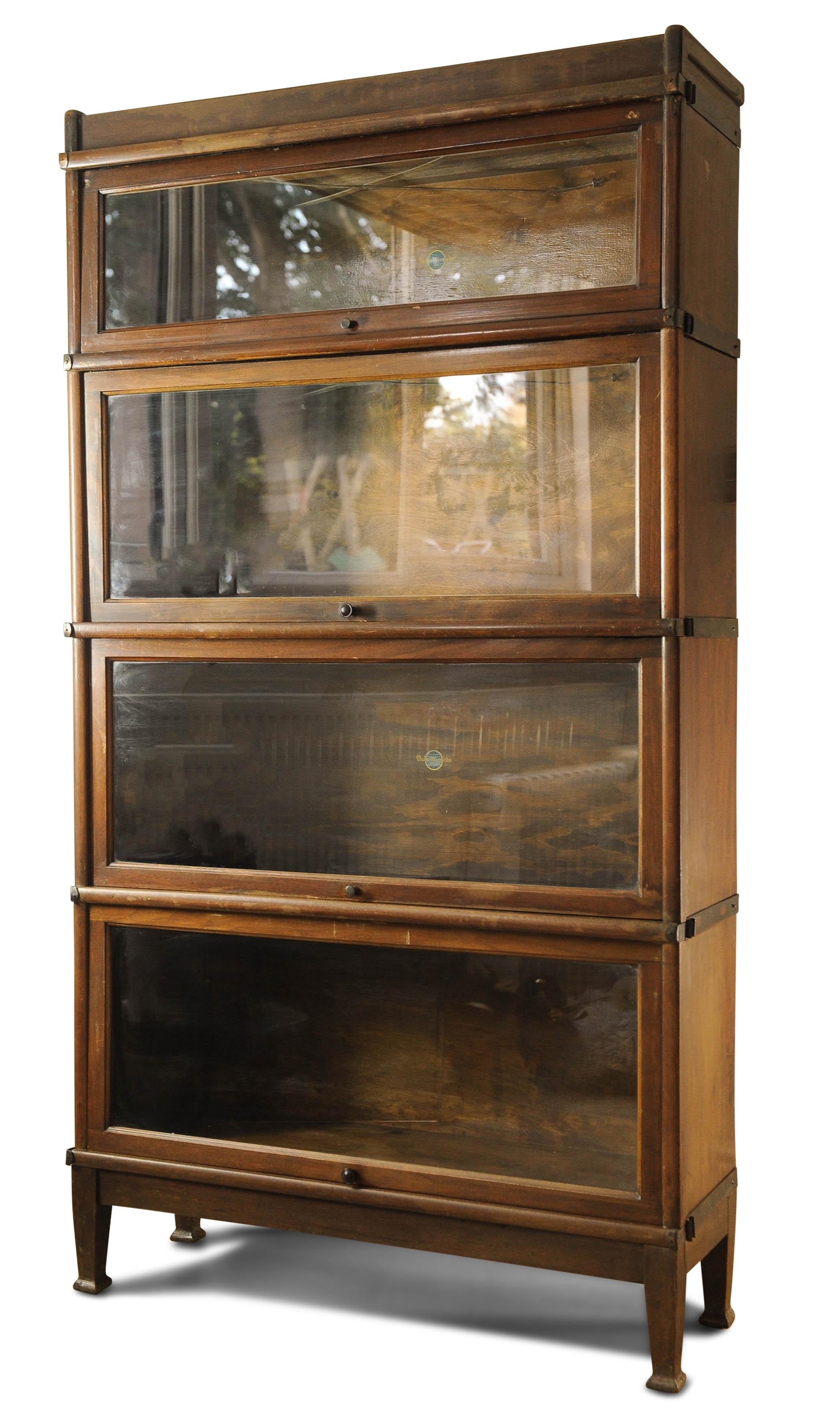 Antique Globe Wernicke Four Section Glazed Stacking Barrister's Bookcase For Sale 3