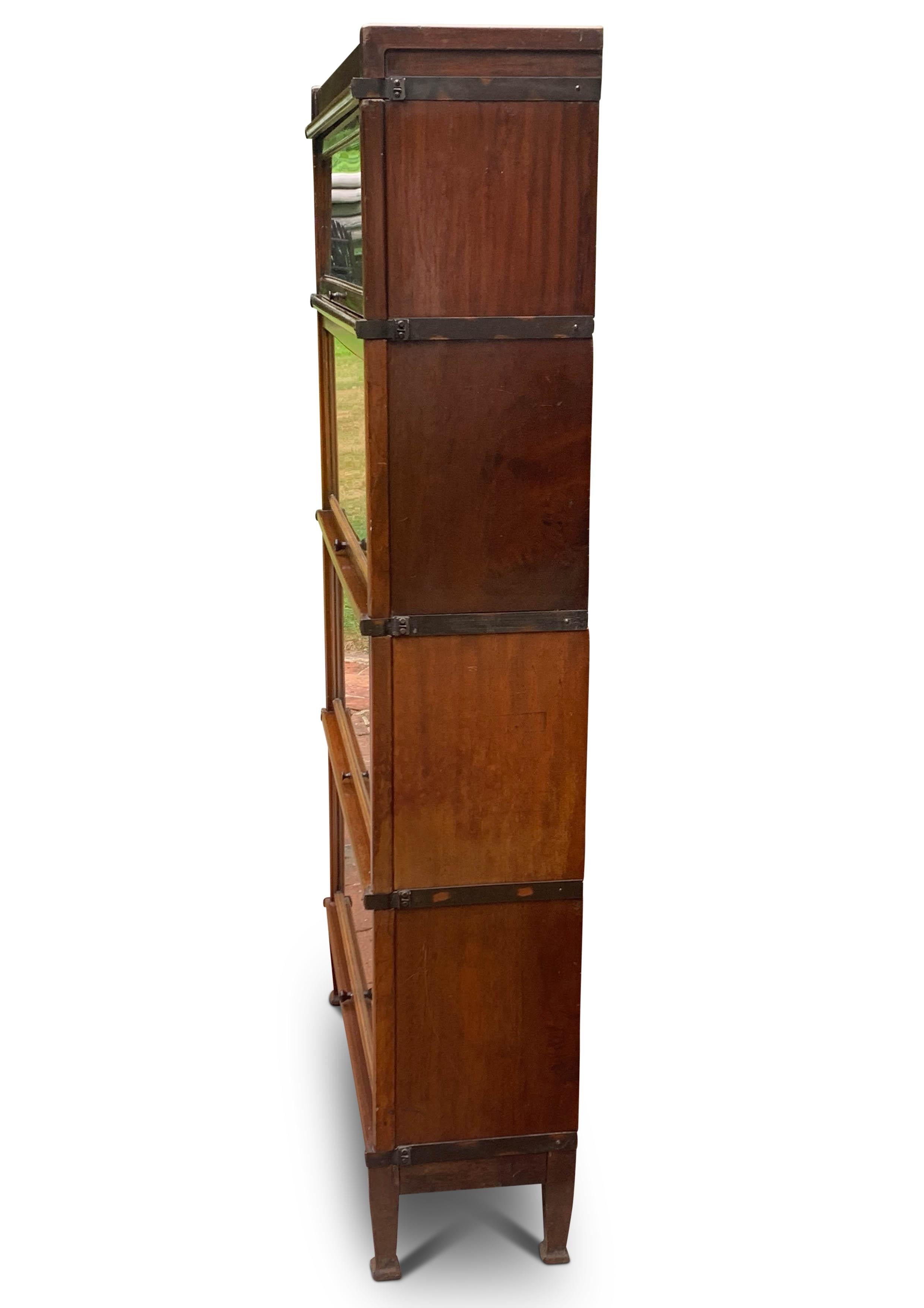 Antique Globe Wernicke Four Section Glazed Stacking Barrister's Bookcase For Sale 1