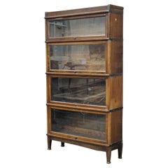Antique Globe Wernicke Four Section Glazed Stacking Barrister's Bookcase