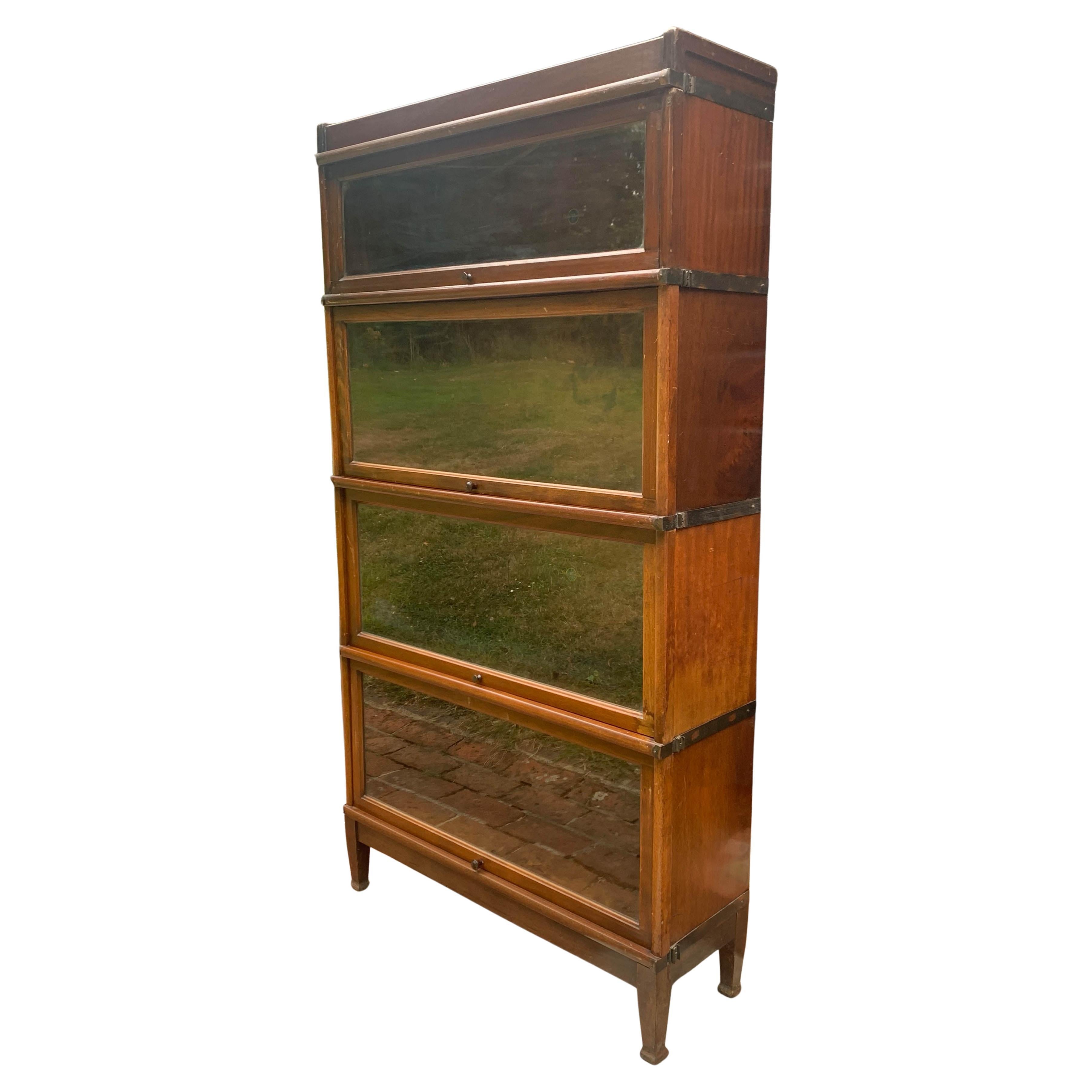 Antique Globe Wernicke Four Section Glazed Stacking Barrister's Bookcase