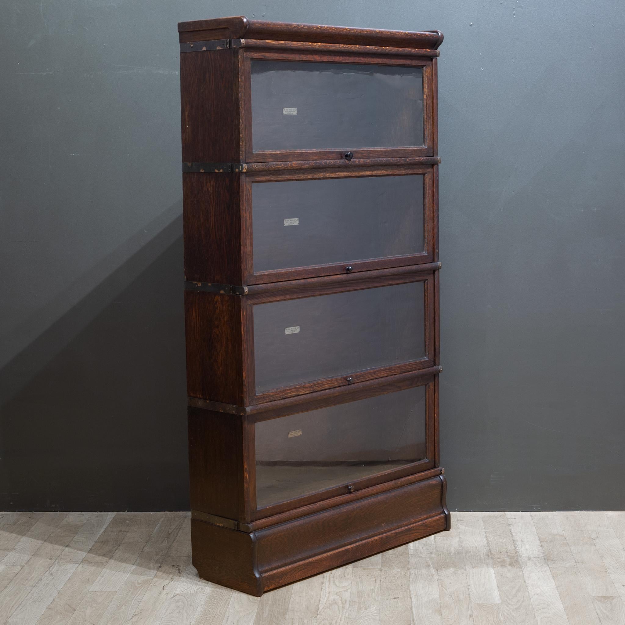 Industrial Antique Globe-Wernicke London 4 Stack Lawyer's Bookcase, c.1890-1910
