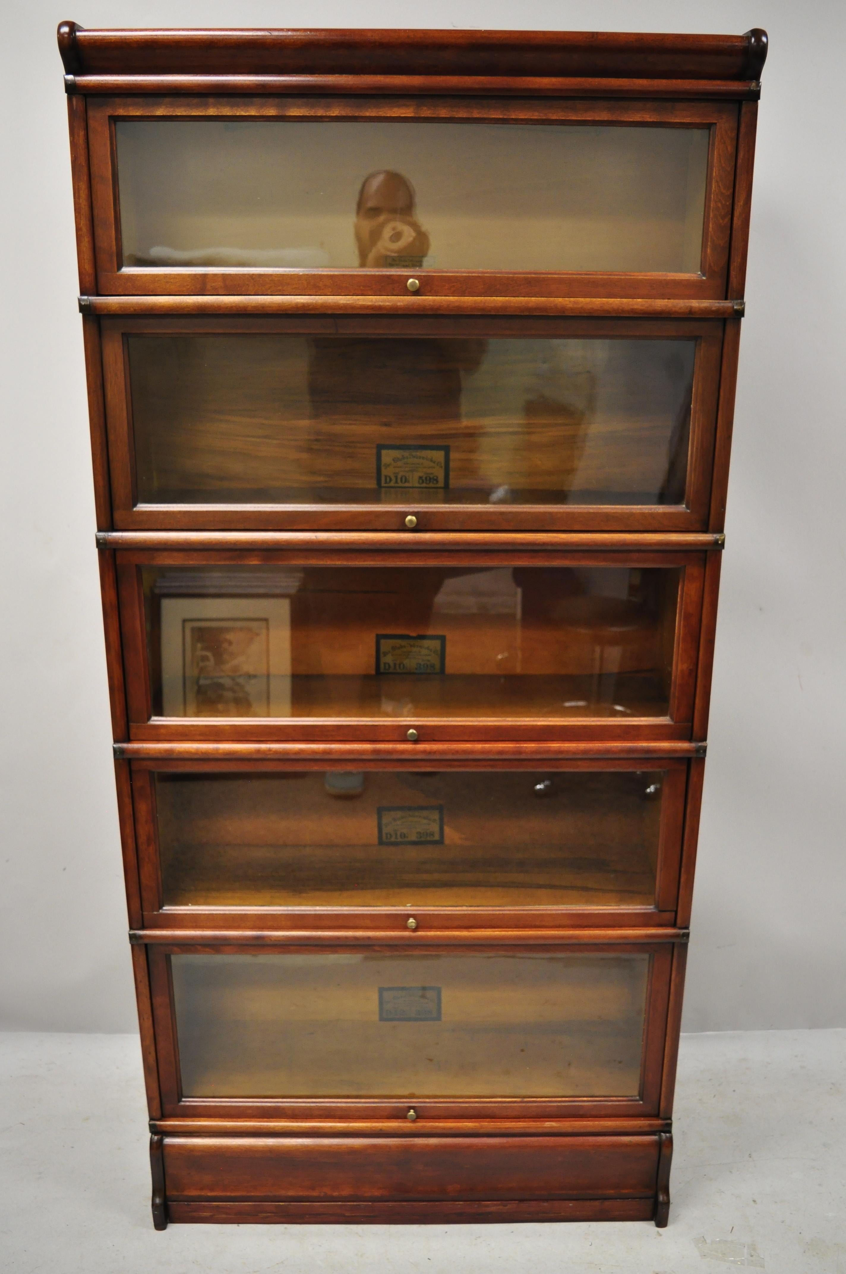 Antique Globe Wernicke Mahogany 5-Section Stacking Lawyers Barrister Bookcase 3