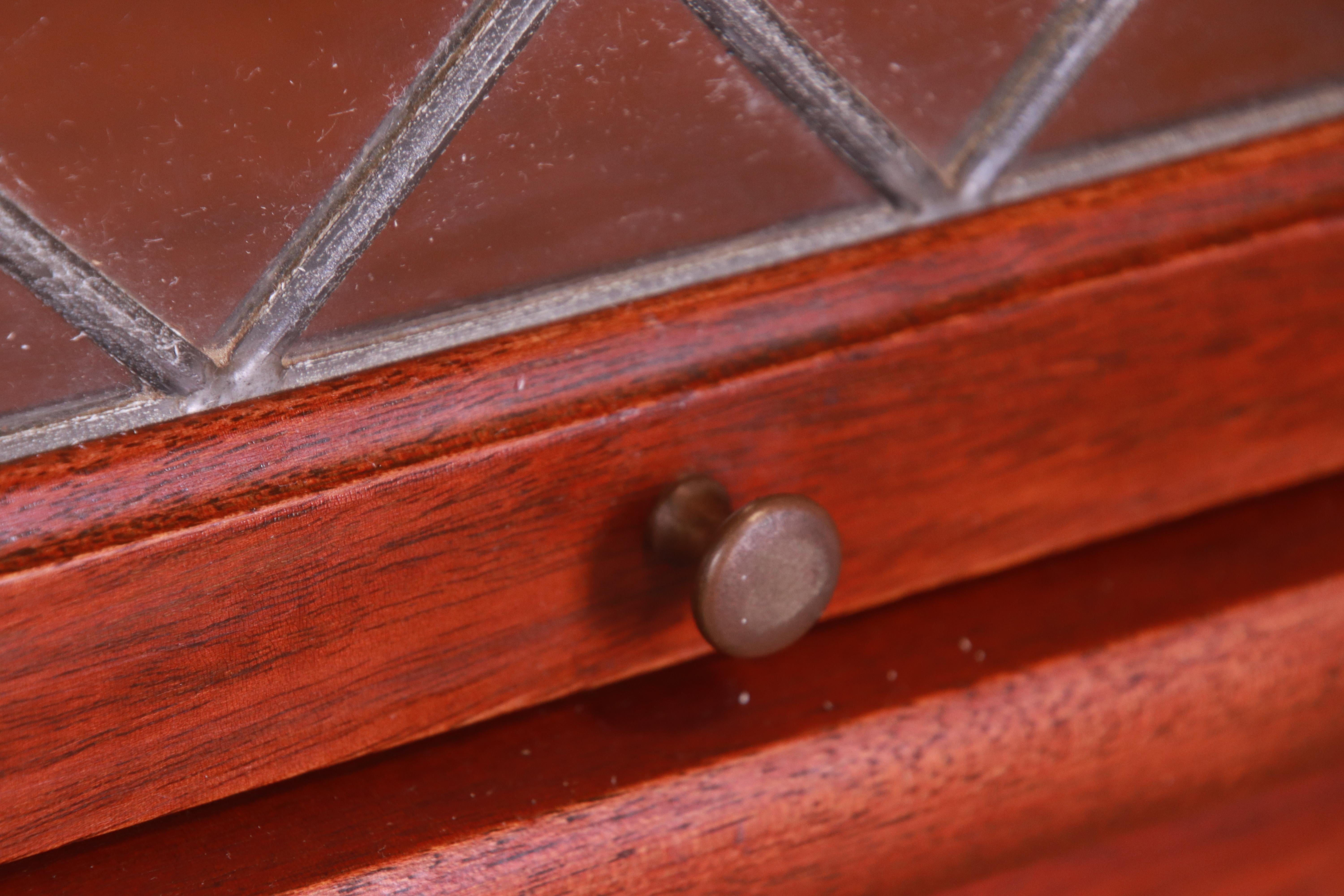 Antique Globe Wernicke Mahogany Barrister Bookcases with Leaded Glass Doors 1
