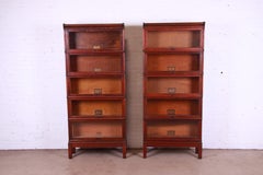 Antique Globe Wernicke Mahogany Five-Stack Barrister Bookcases, circa 1890s