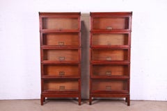 Antique Globe Wernicke Mahogany Five-Stack Barrister Bookcases, Circa 1890s