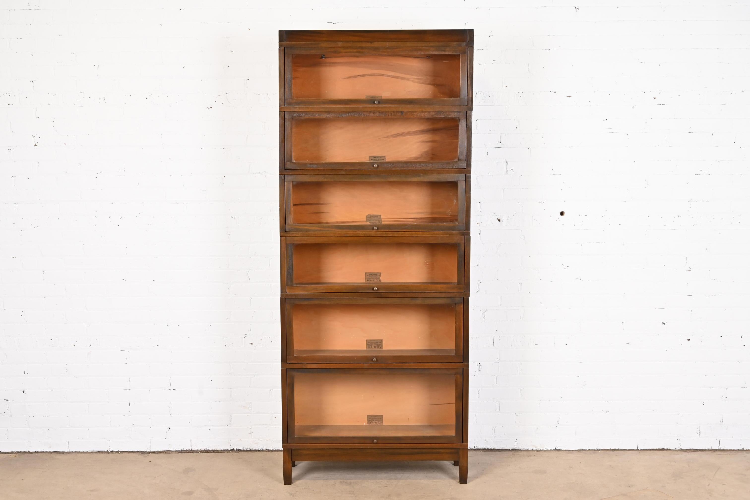 Arts and Crafts Antique Globe Wernicke Mahogany Six-Stack Barrister Bookcase, Circa 1890s