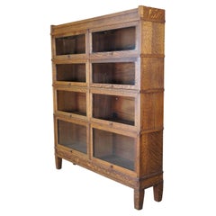 Antique Globe Wernicke Mission Oak Double Barrister Library Lawyers Bookcase 61"