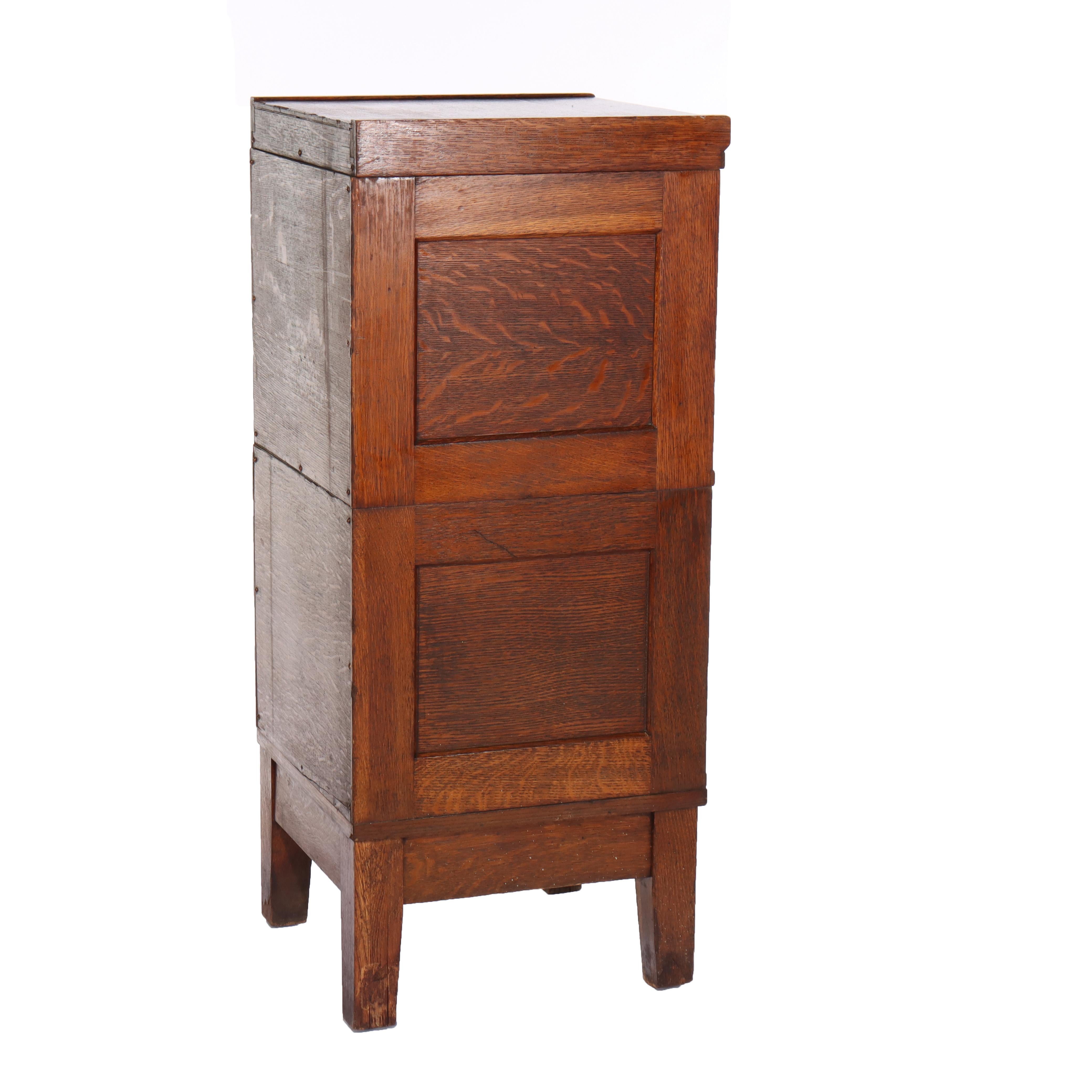 Antique Globe Wernicke Mission Oak Stacking File Cabinet with Three Drawers For Sale 1