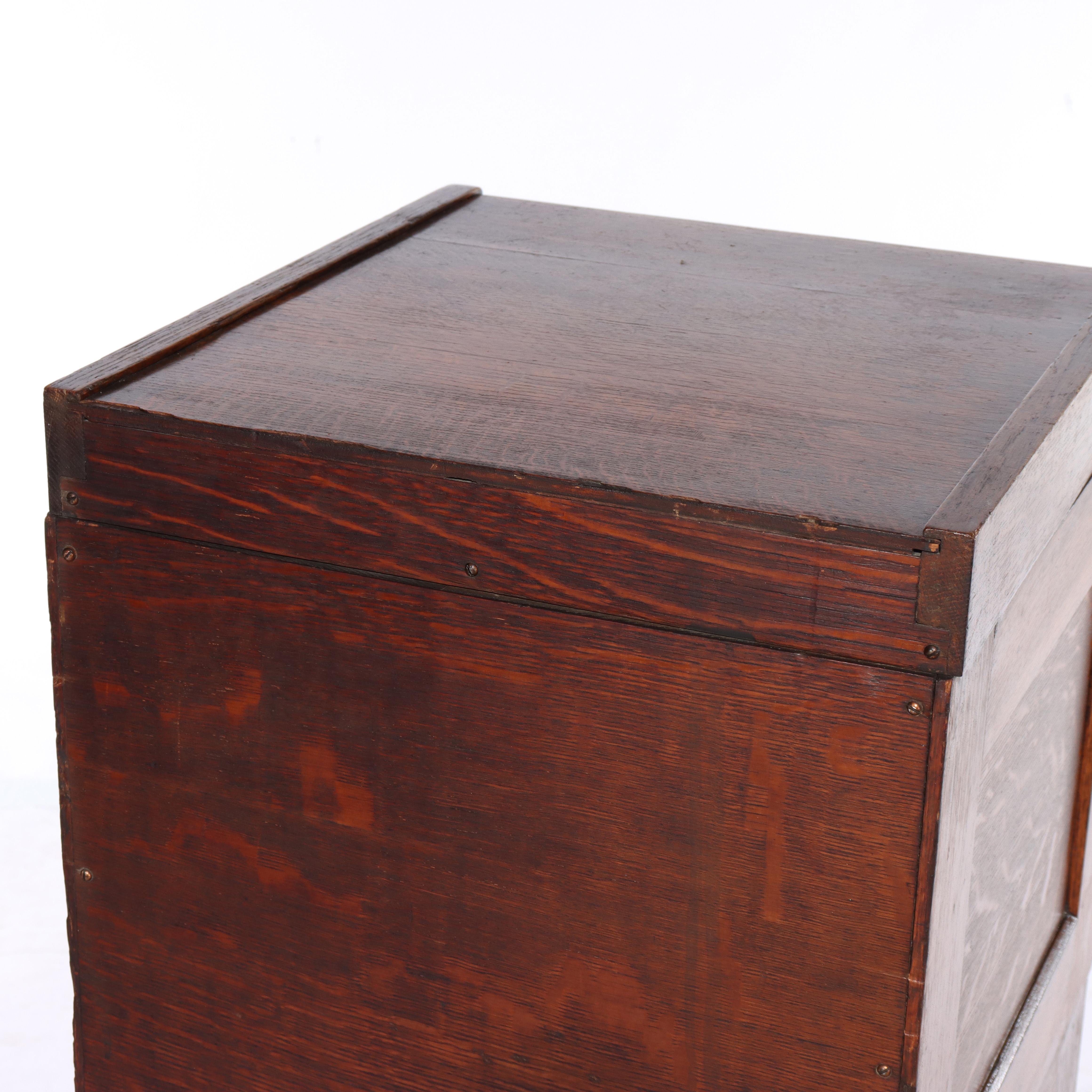 Antique Globe Wernicke Mission Oak Stacking File Cabinet with Three Drawers For Sale 5