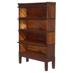Antique Globe Wernicke Oak Four Stack Barrister Bookcase Signed C1920