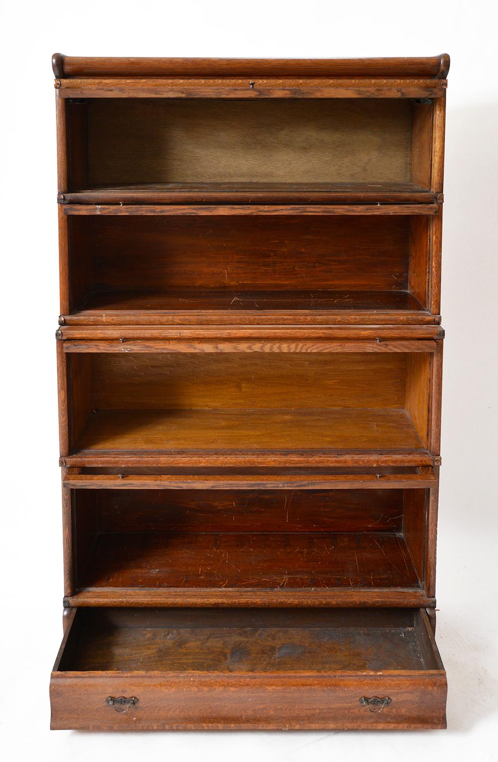 Late 19th Century Antique Globe Wernicke Oak Glass Stacking Library Barrister Modular Bookcase