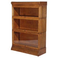 Antique Globe Wernicke School Oak Three Stack Bookcase C1920