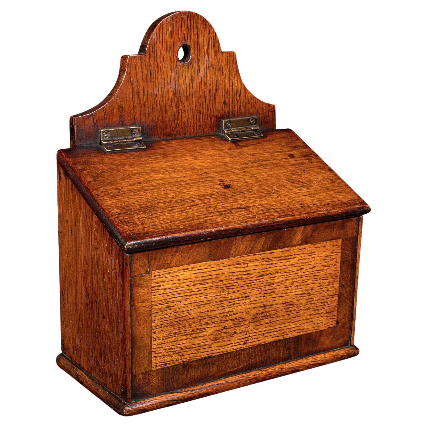 Antique Glove Box, English, Oak, Keepsake, Reception Key Case, Georgian, C.1800 For Sale