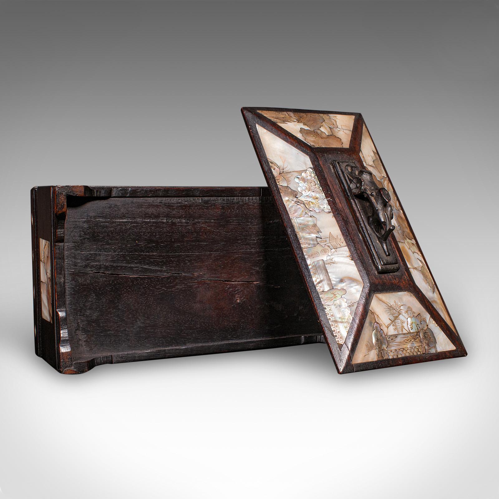 Caja de guantes antigua, Oriental, Cofre decorativo con incrustaciones, Dinastía Qing, Eduardiana en venta 3