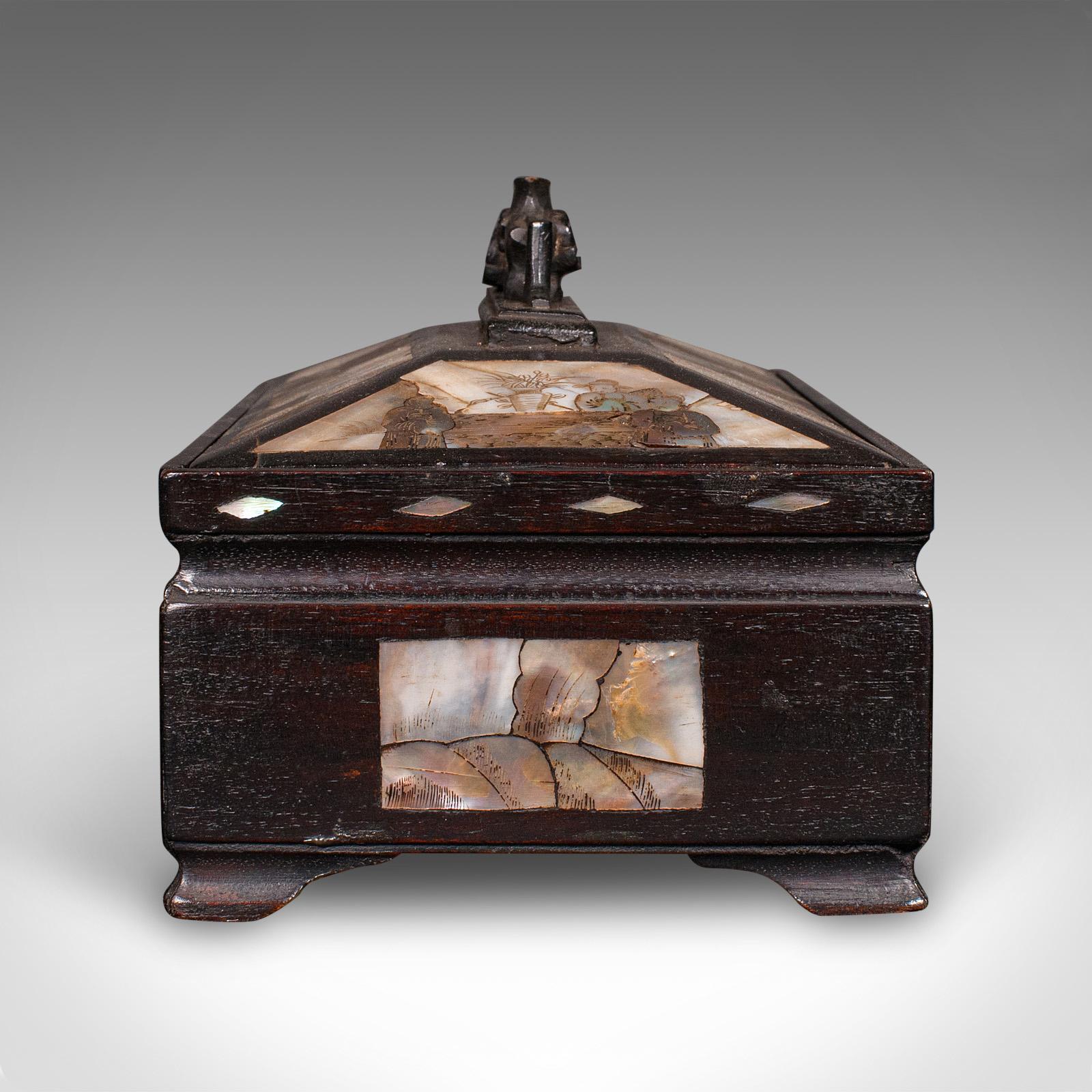 Caja de guantes antigua, Oriental, Cofre decorativo con incrustaciones, Dinastía Qing, Eduardiana Chino en venta
